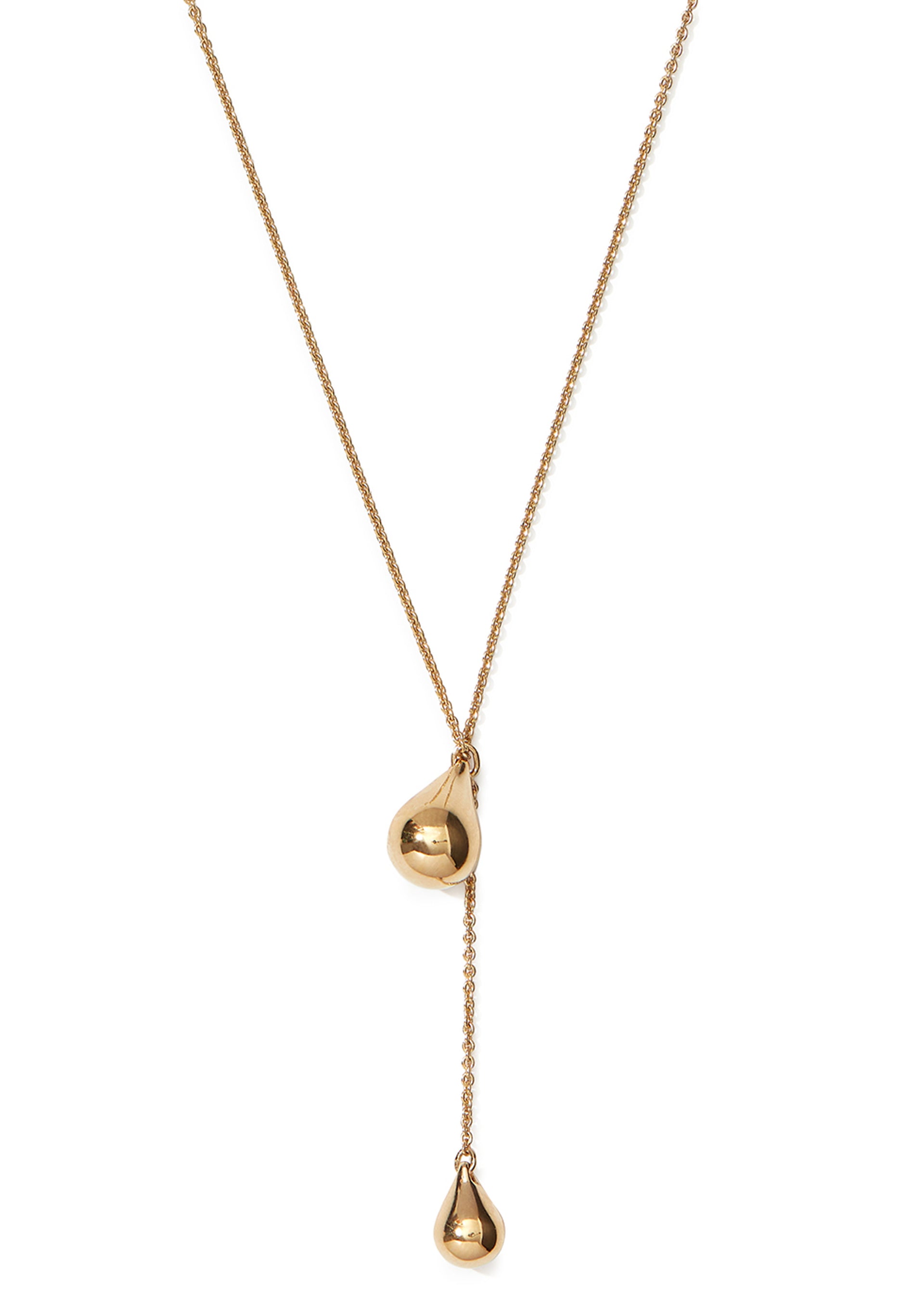 Lariat Pebble 14kt gold vermeil necklace
