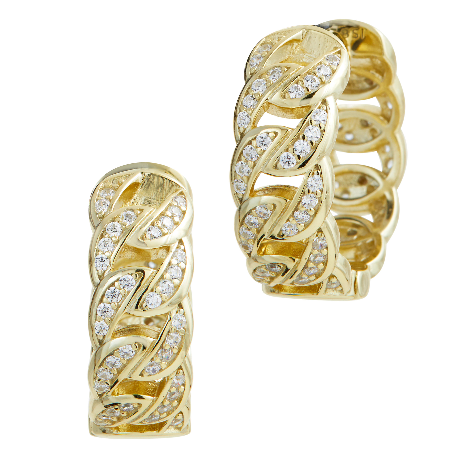 Vermeil Chain Link Cz Hoop