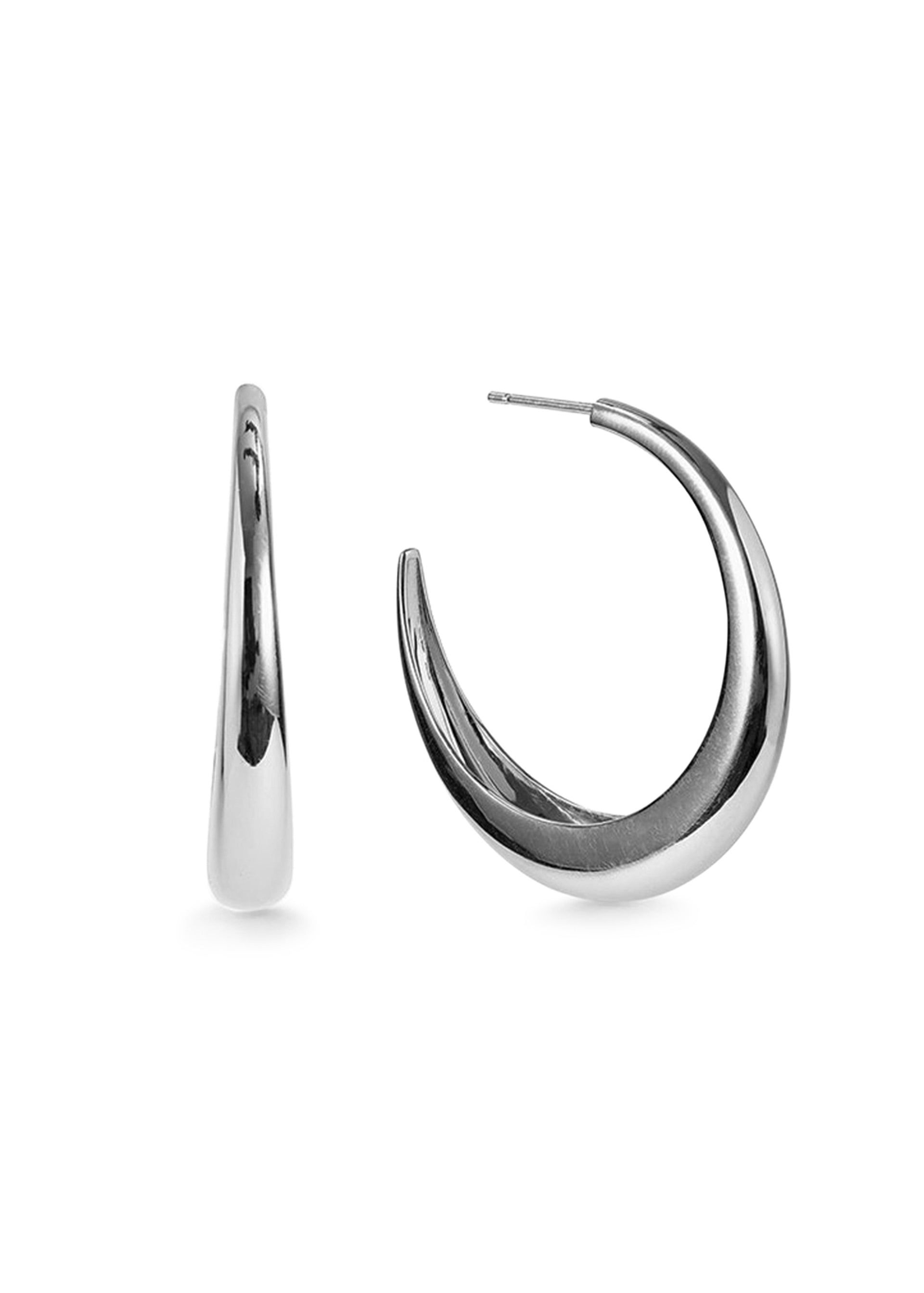 Graduated large sterling silver hoop earrings