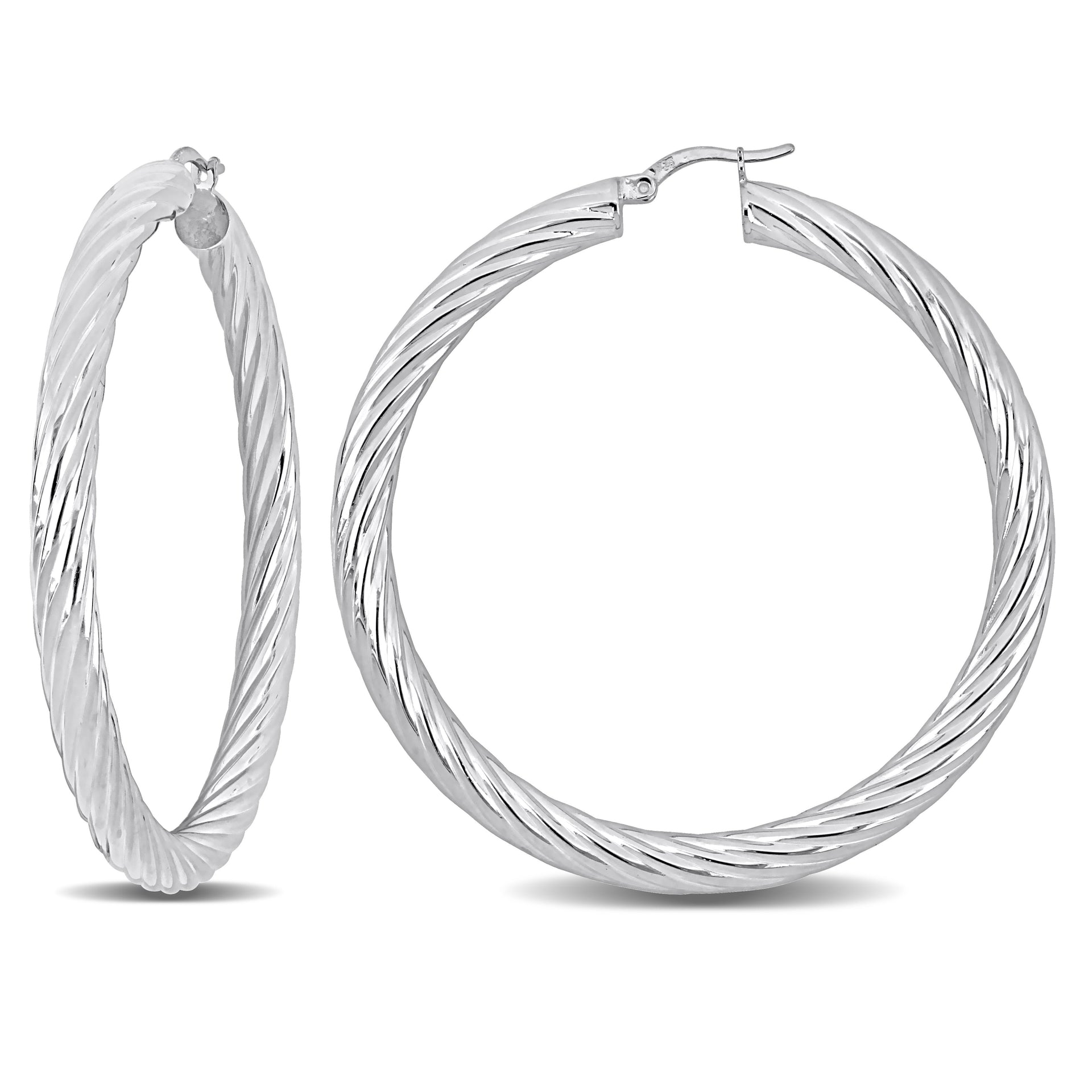 Mimi & Max 60x5mm Twist Hoop Earrings in Sterling Silver