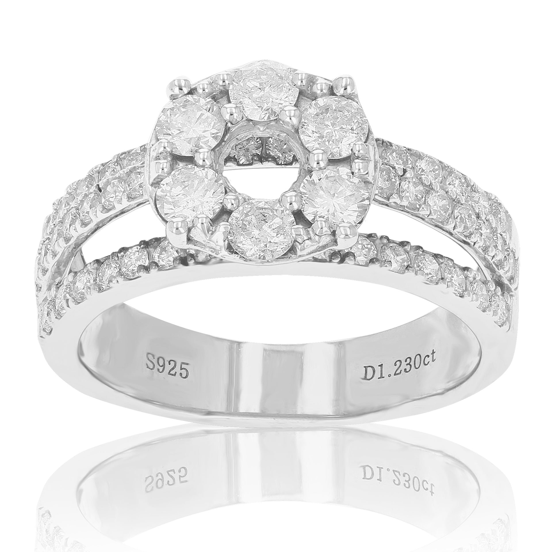 1.25 cttw Diamond Semi Mount Engagement Ring .925 Sterling Silver