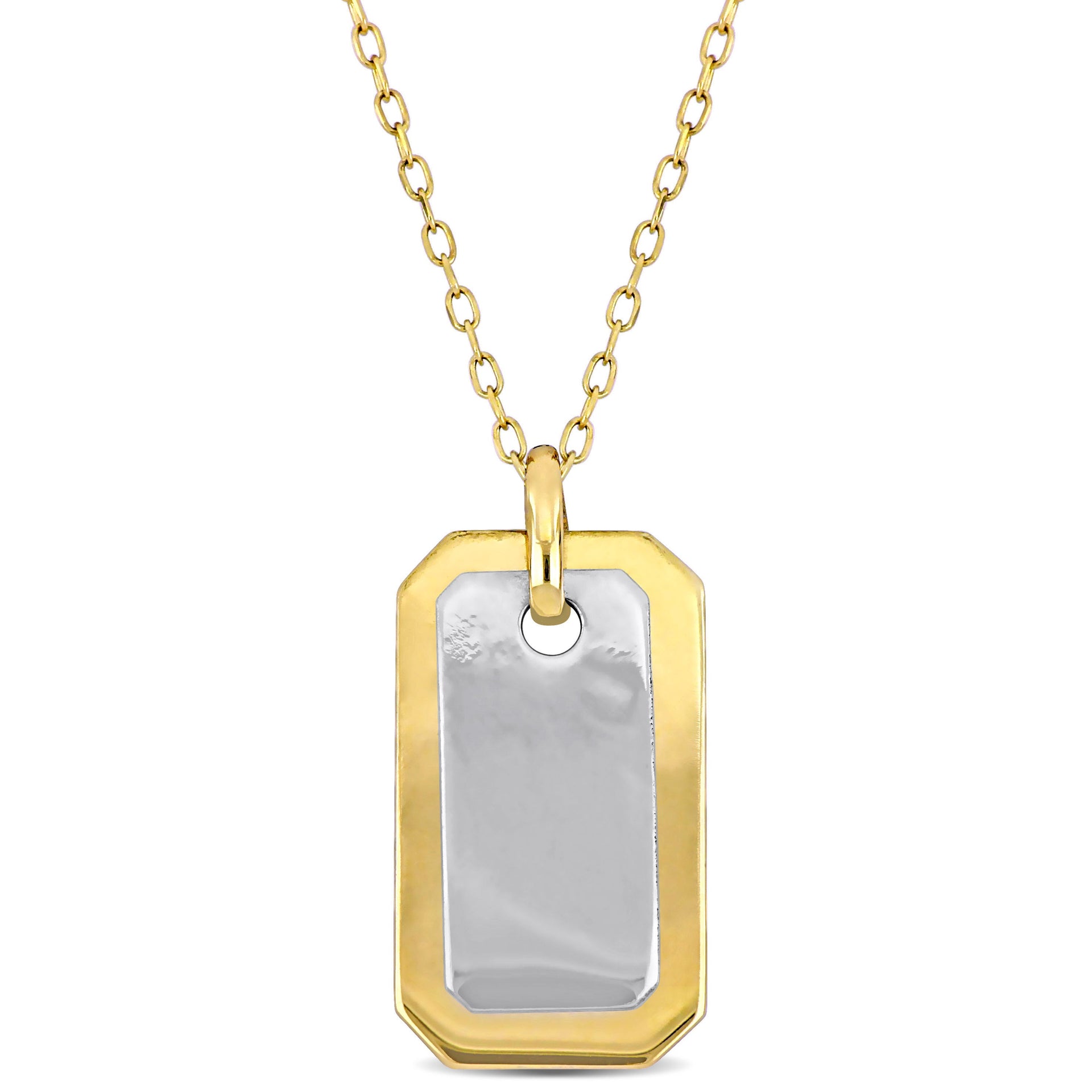 Mimi & Max Dog Tag Necklace in 10k Two-Tone Yellow and White Gold-18 in