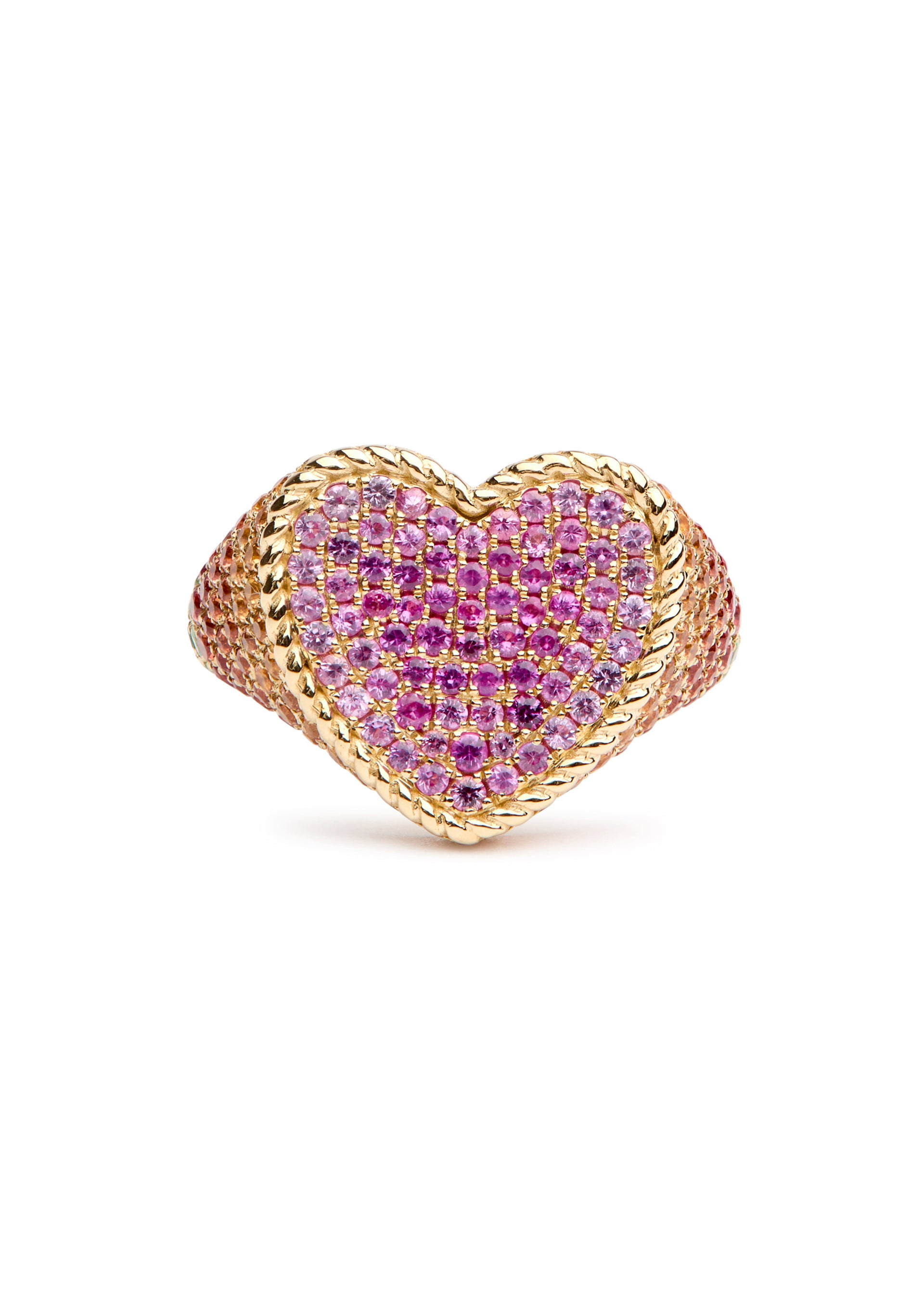 Chevaliere Coeur Rainbow 9kt gold ring