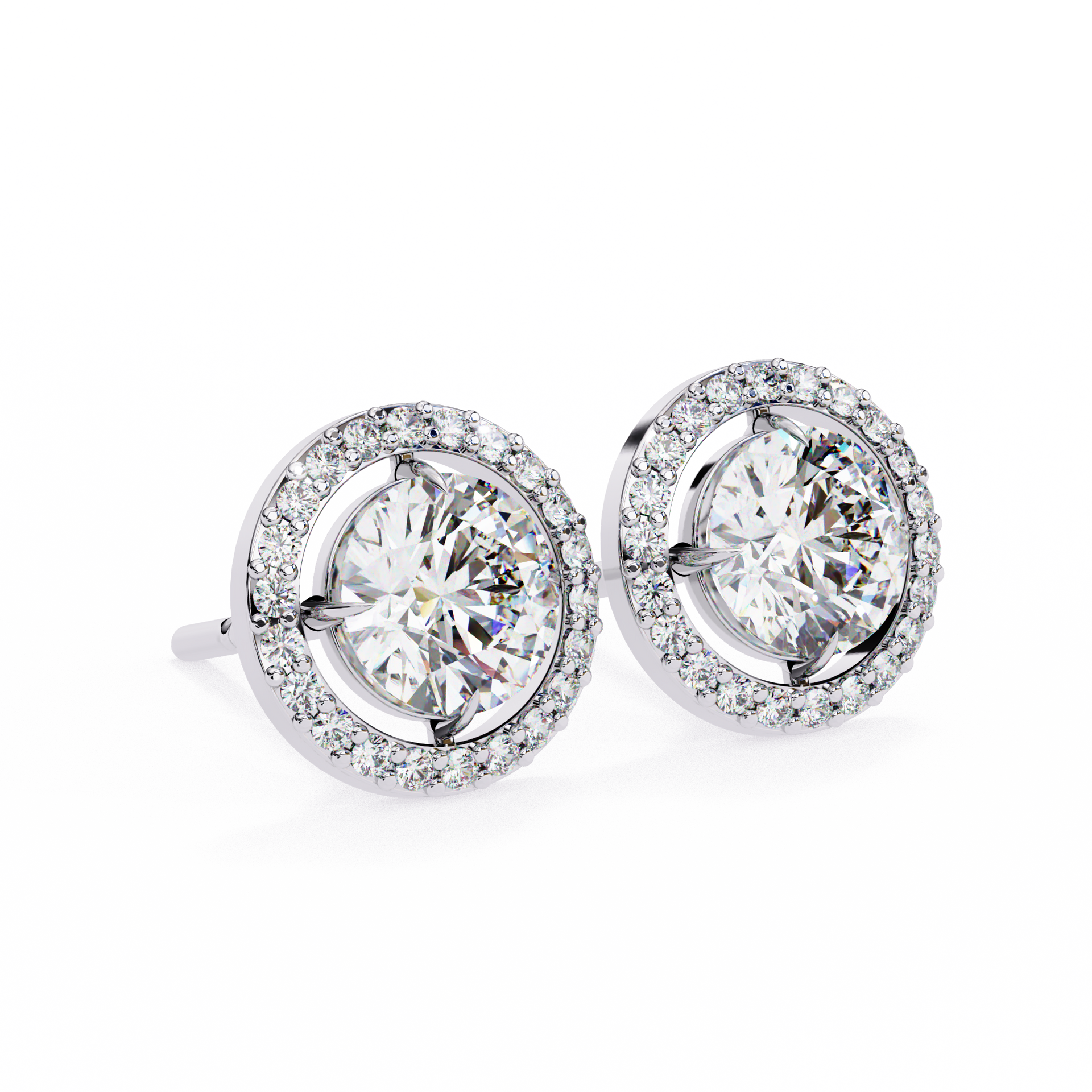 Round-Cut Lab-grown Diamond Halo Studs in 10K White Gold