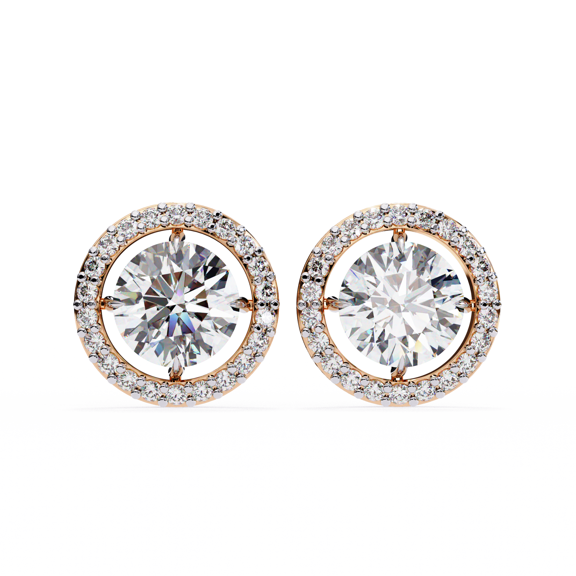 Round-Cut Lab-grown Diamond Halo Studs in 10K White Gold