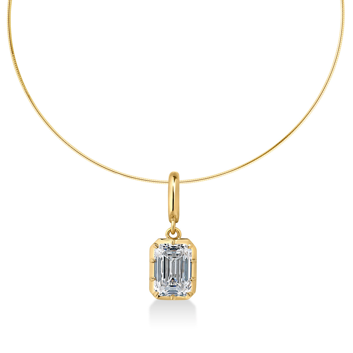 Georgian Emerald Cut Lab Diamond Omega Necklace