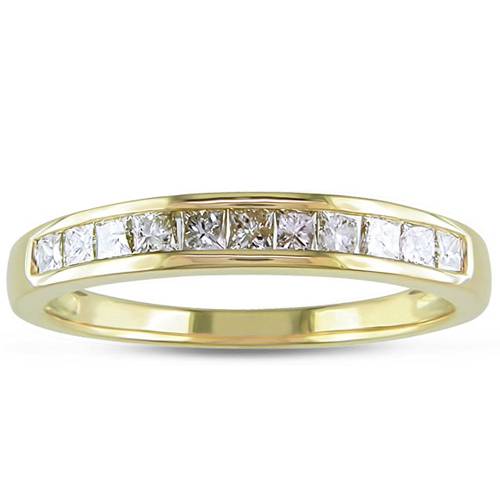 3/8ct Princess Cut Diamond Wedding Ring 14K Yellow Gold