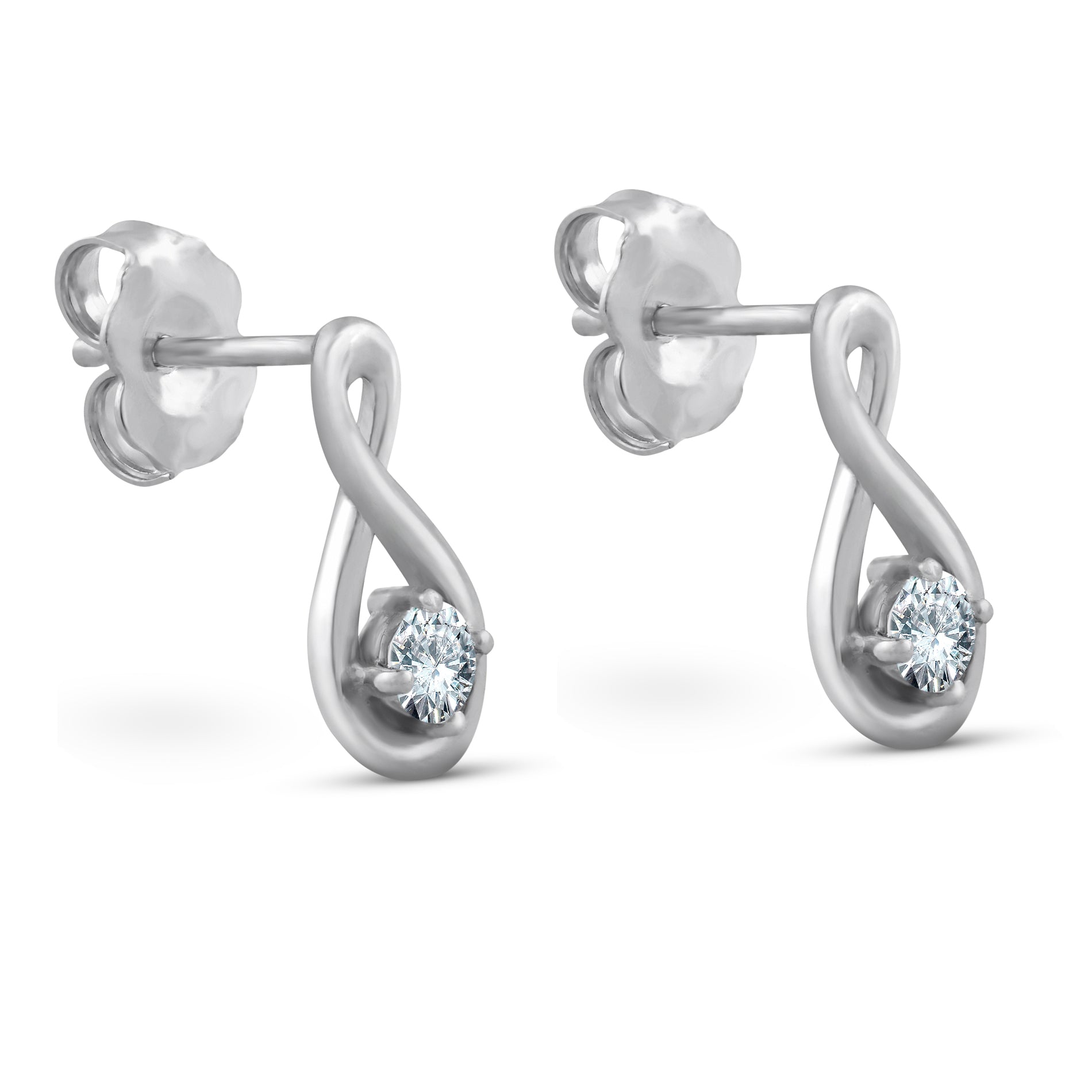 1 3/4ct Diamond Knot Studs Petite 14k White Gold