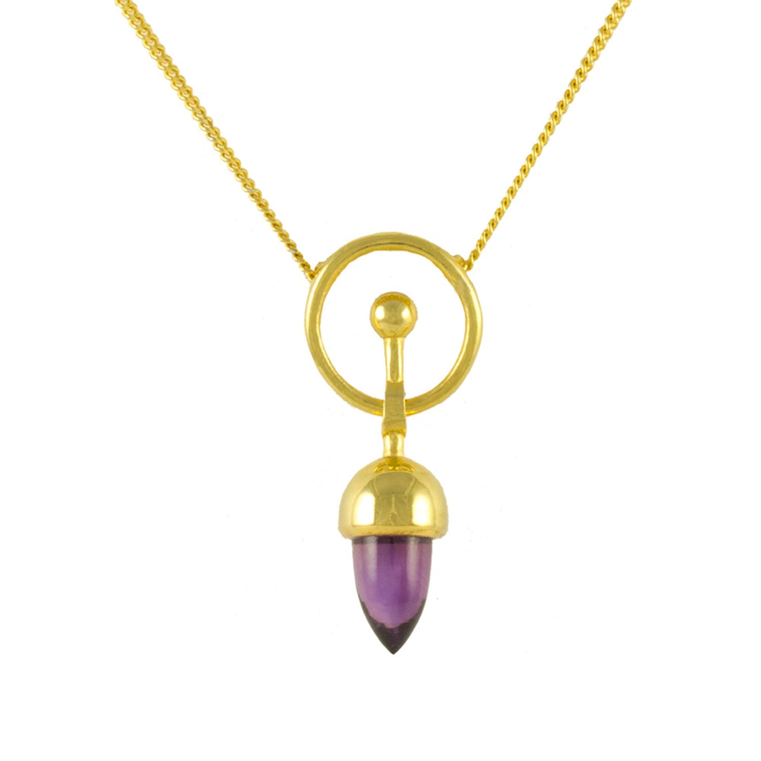 Amethyst Bullet & Halo Necklace
