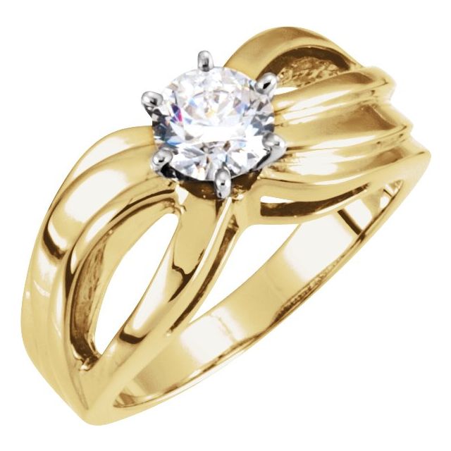 Round-Cut Lab-grown Diamond Ring in 18K Yellow Gold