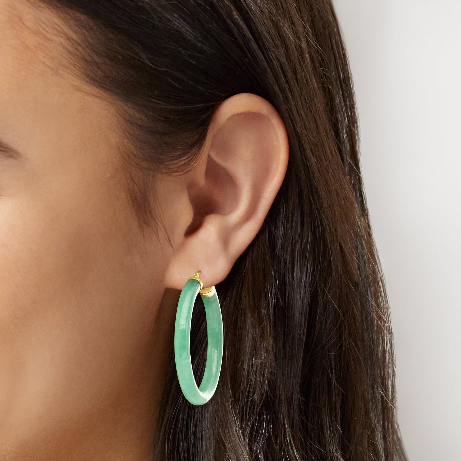Canaria Canara Jade Hoop Earrings in 10kt Yellow Gold