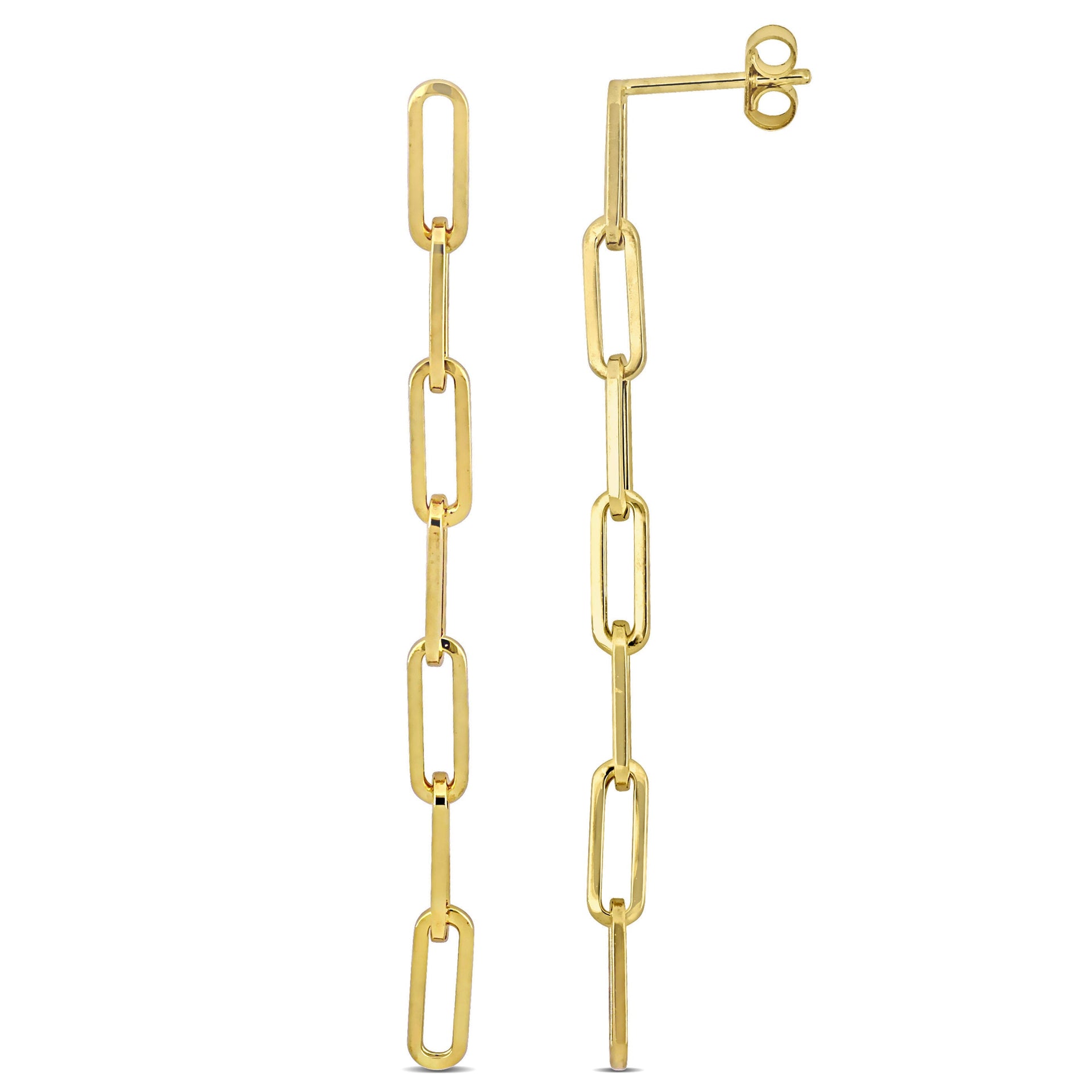 Paperclip Link Drop Earrings in 14K Yellow Gold