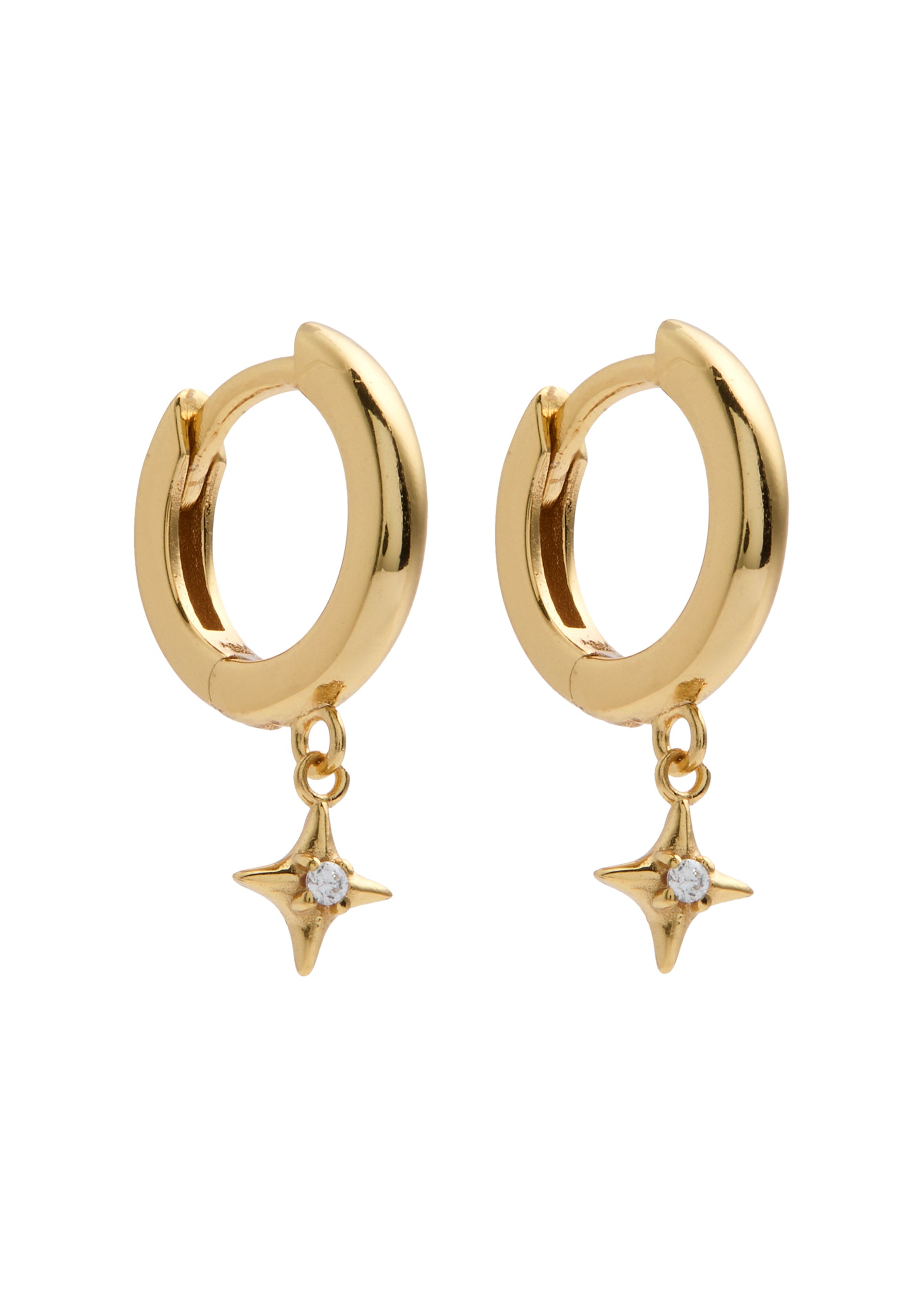 Cosmic Star Charm 18kt gold-plated hoop earrings