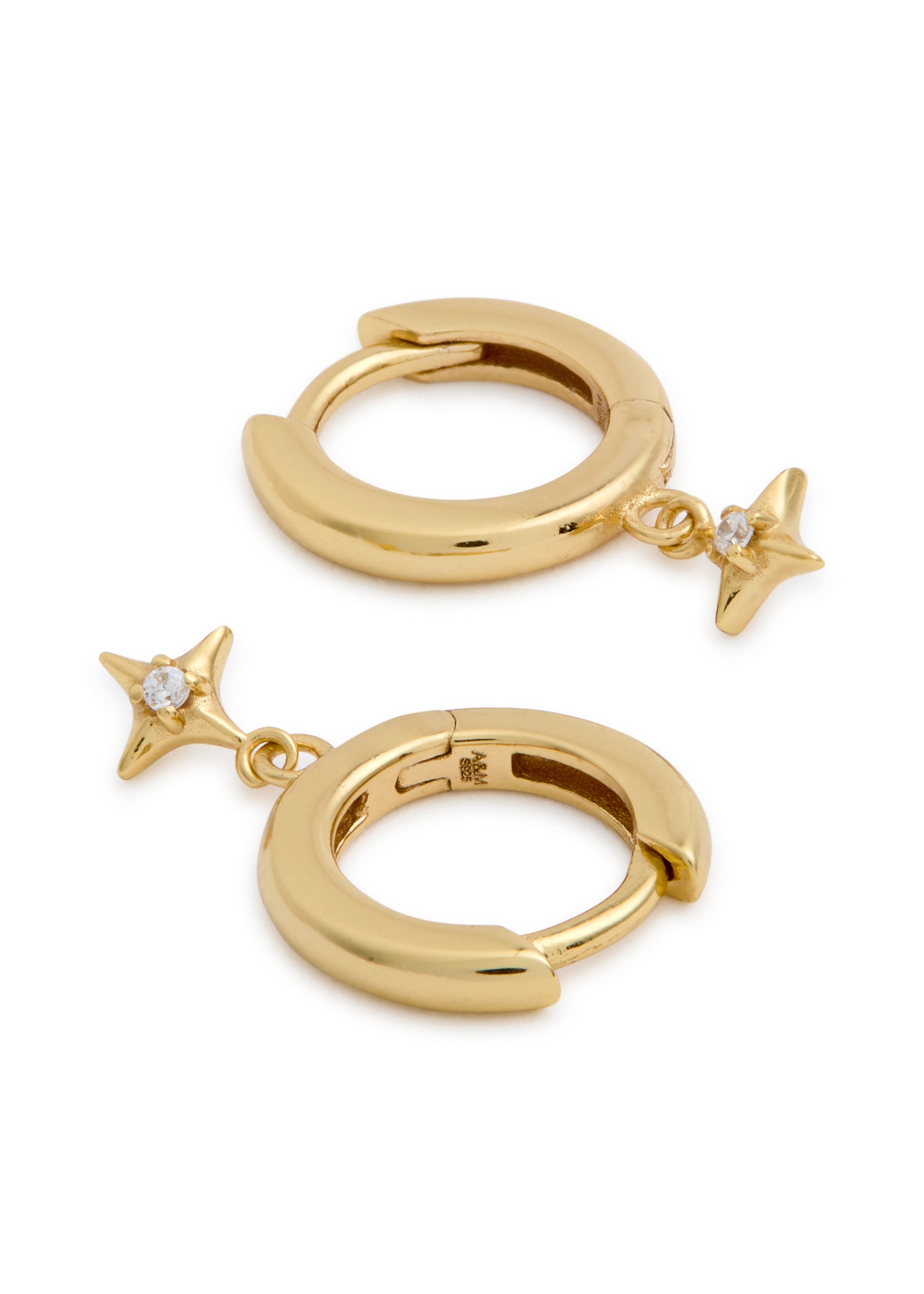 Cosmic Star Charm 18kt gold-plated hoop earrings