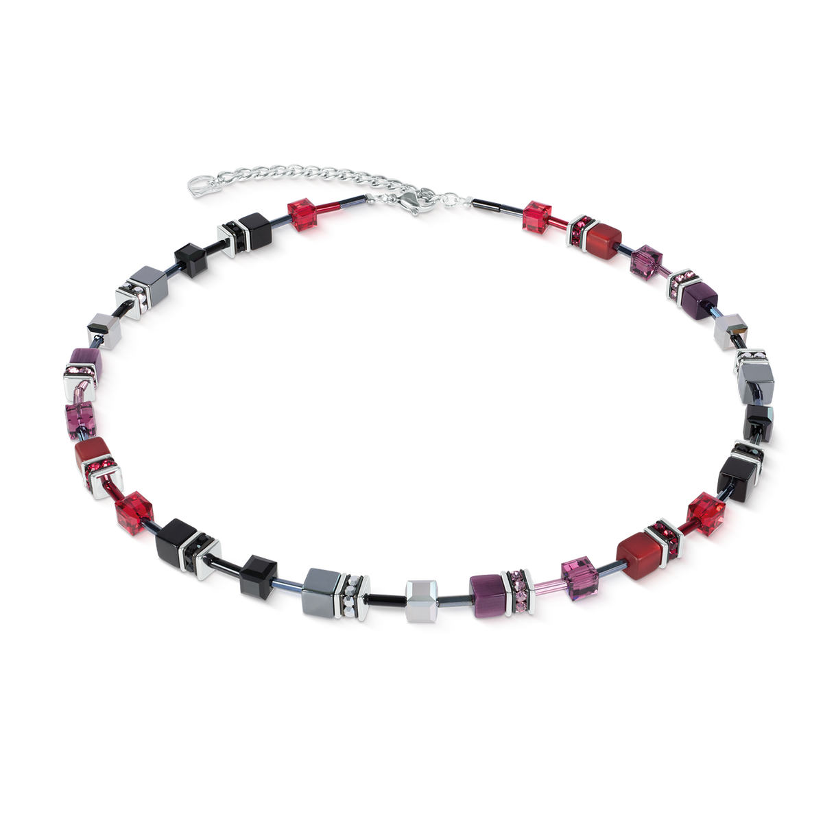 GeoCUBE® Iconic Necklace Ruby Noir Silver