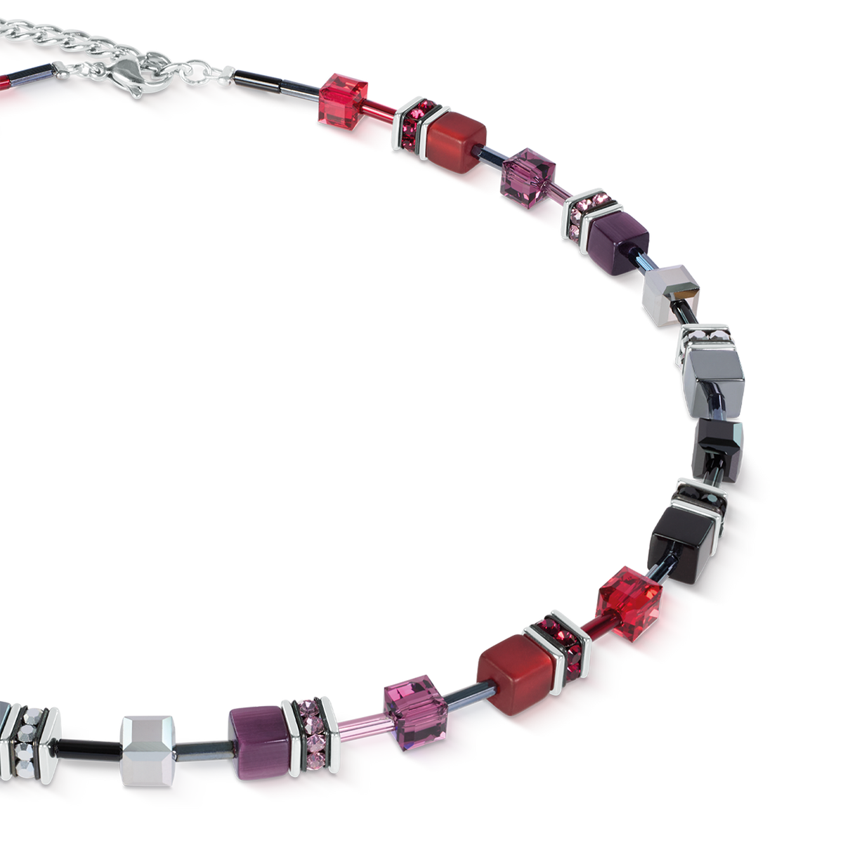 GeoCUBE® Iconic Necklace Ruby Noir Silver