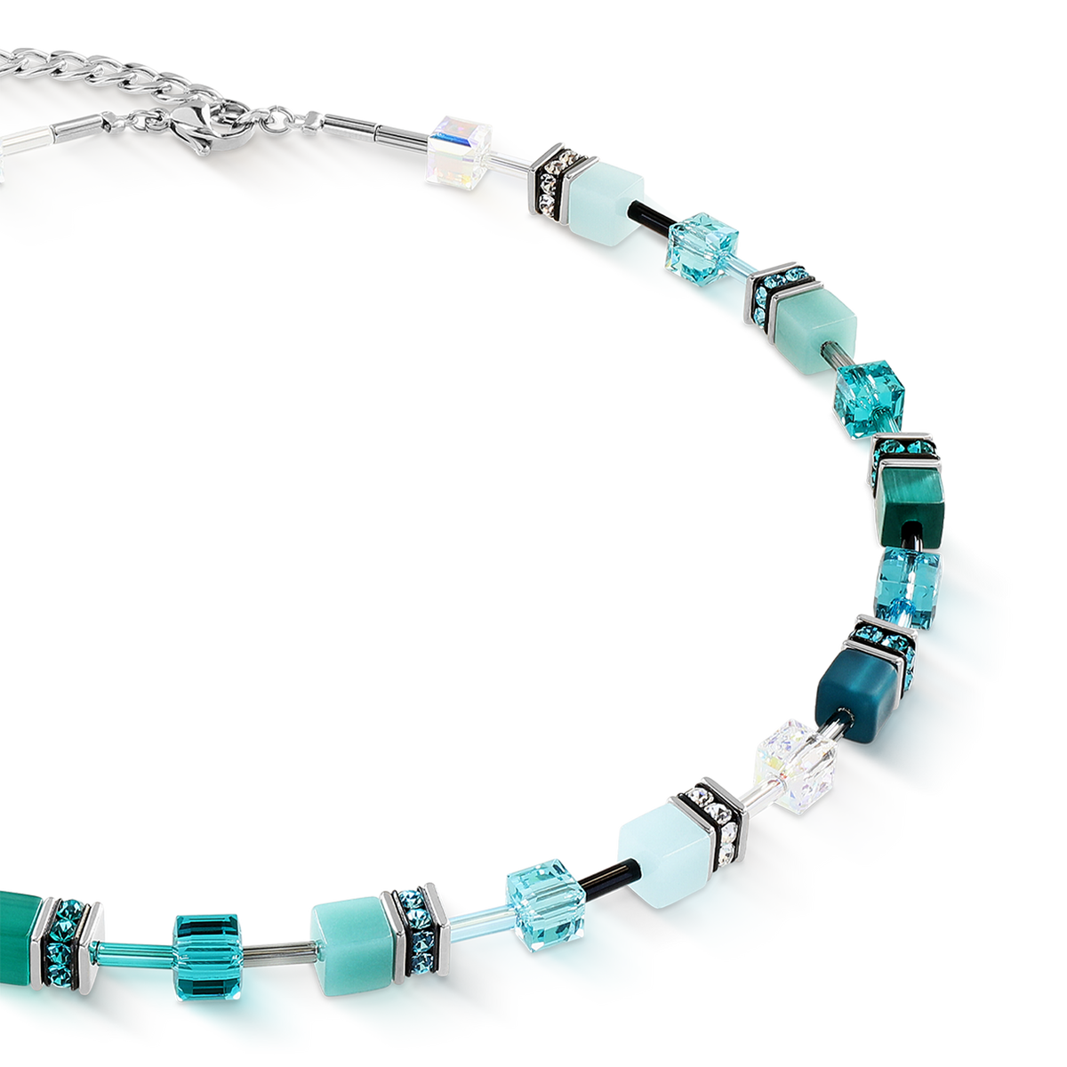 GeoCUBE® Iconic necklace Teal silver