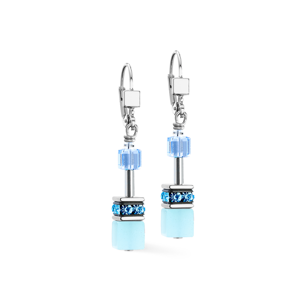 GeoCUBE® Iconic earrings aqua-blue