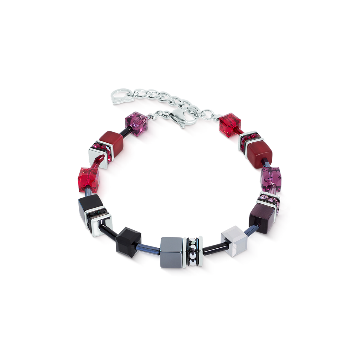 GeoCUBE® Iconic Bracelet Ruby Noir Silver