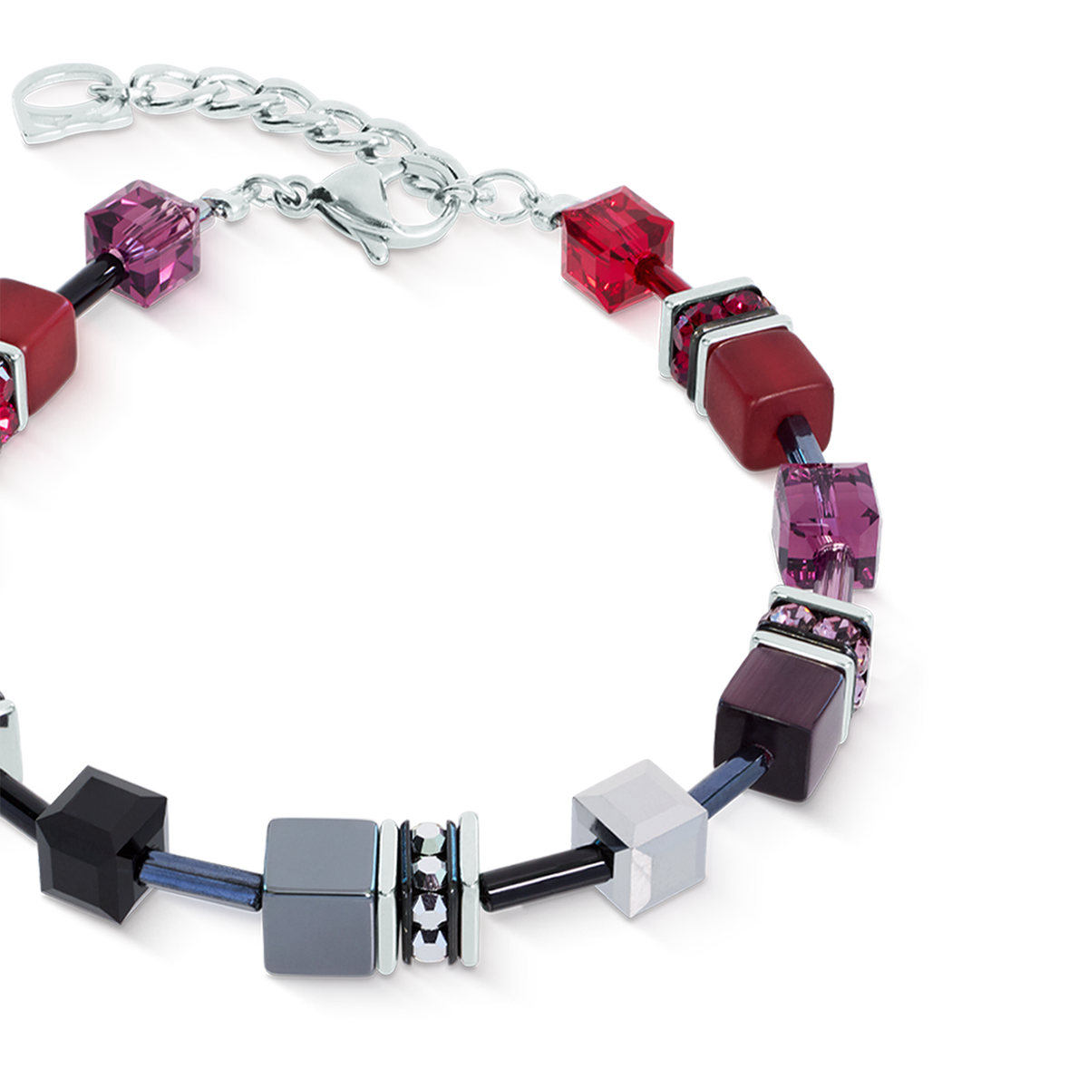 GeoCUBE® Iconic Bracelet Ruby Noir Silver