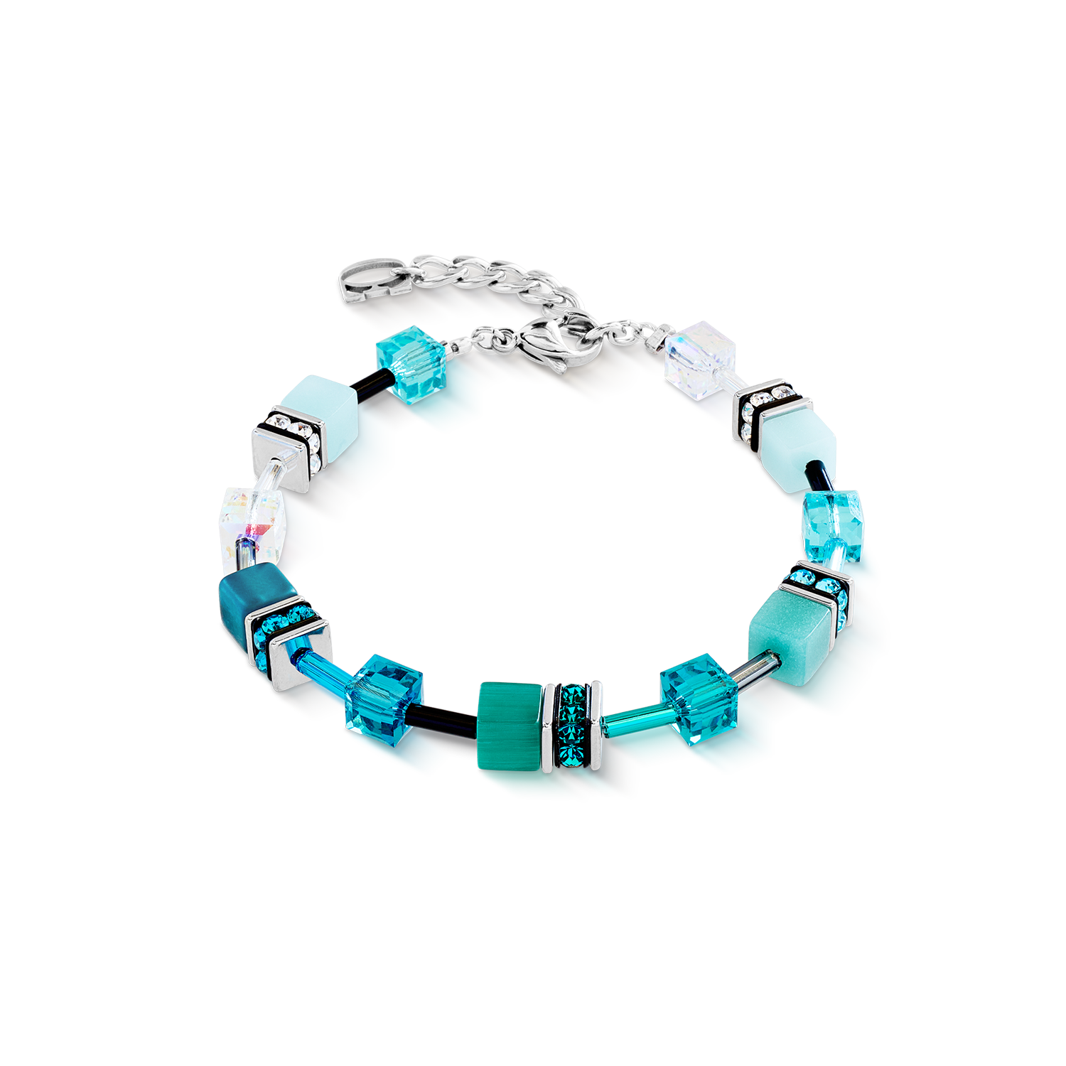 GeoCUBE® Iconic bracelet Teal silver