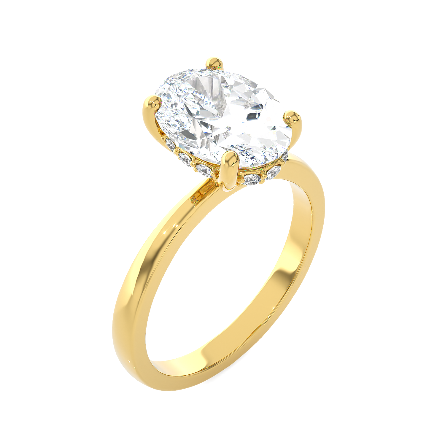 Certified 3.10Ct Oval Diamond Side Halo Engagement Ring in 14k Gold