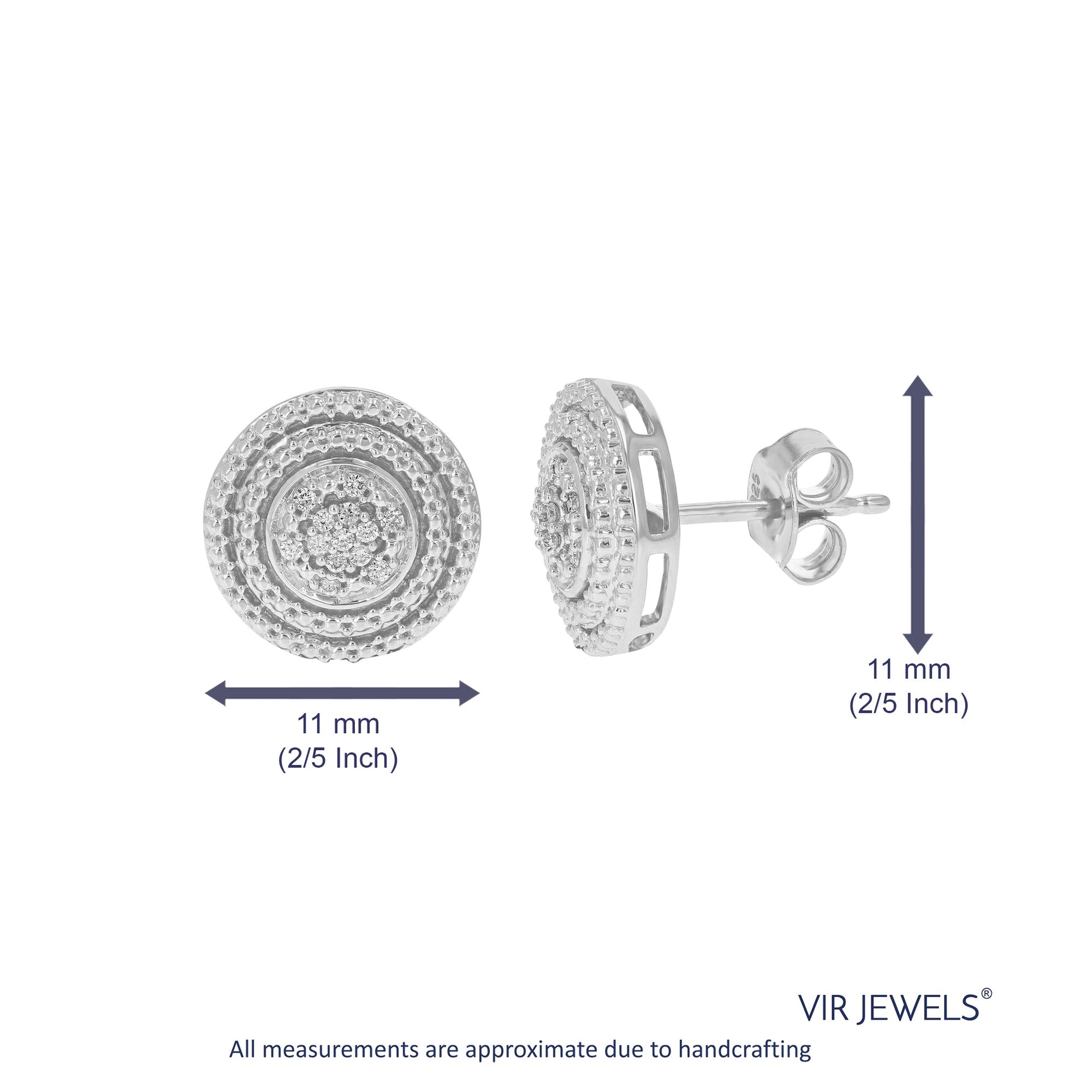 1/10 cttw Round Lab Grown Diamond .925 Sterling Silver Stud Earrings Prong Set
