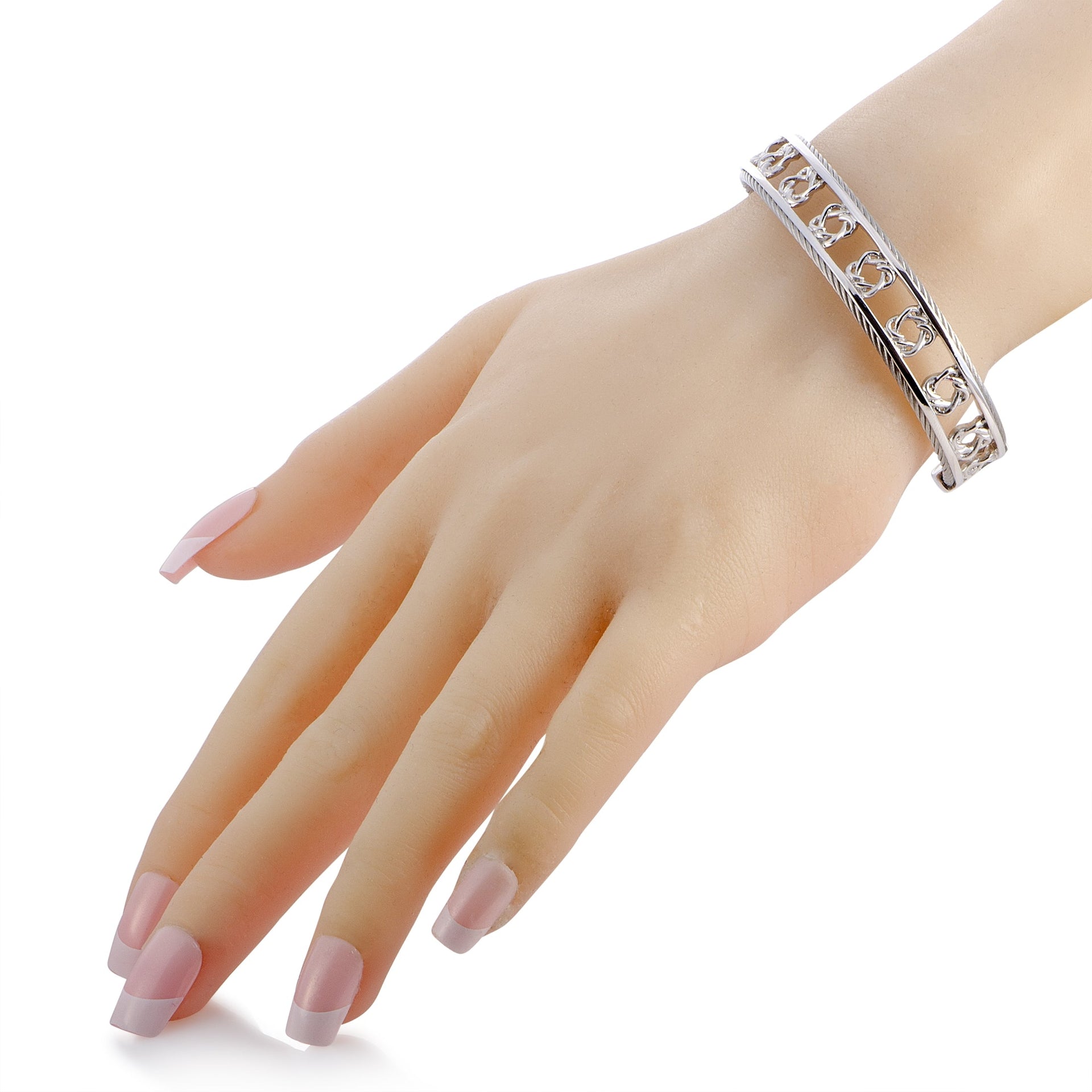 Heart to Heart Sterling Silver Bangle Bracelet Size Small