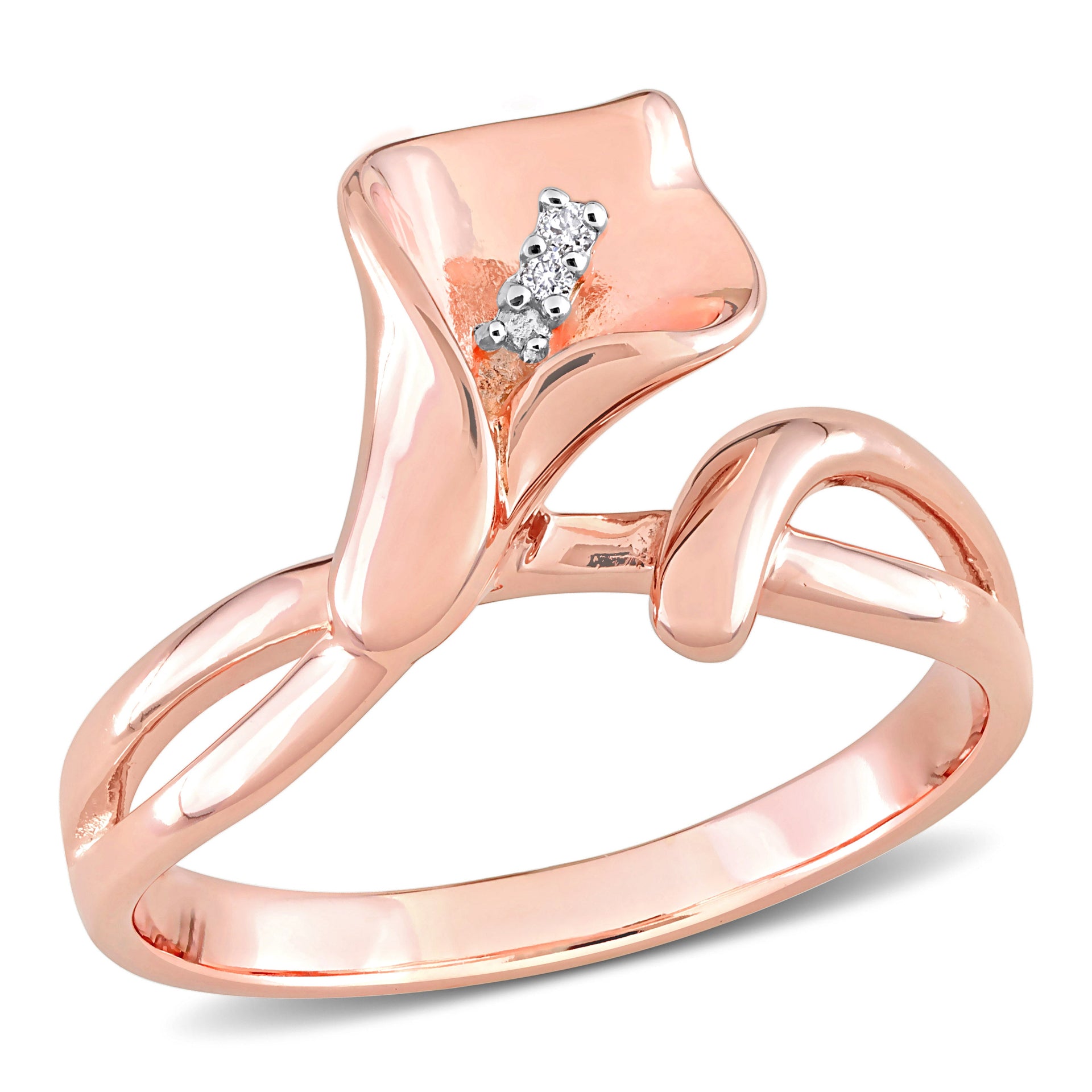 Mimi & Max Diamond Accent Calla Lily Ring in Pink Plated Sterling Silver