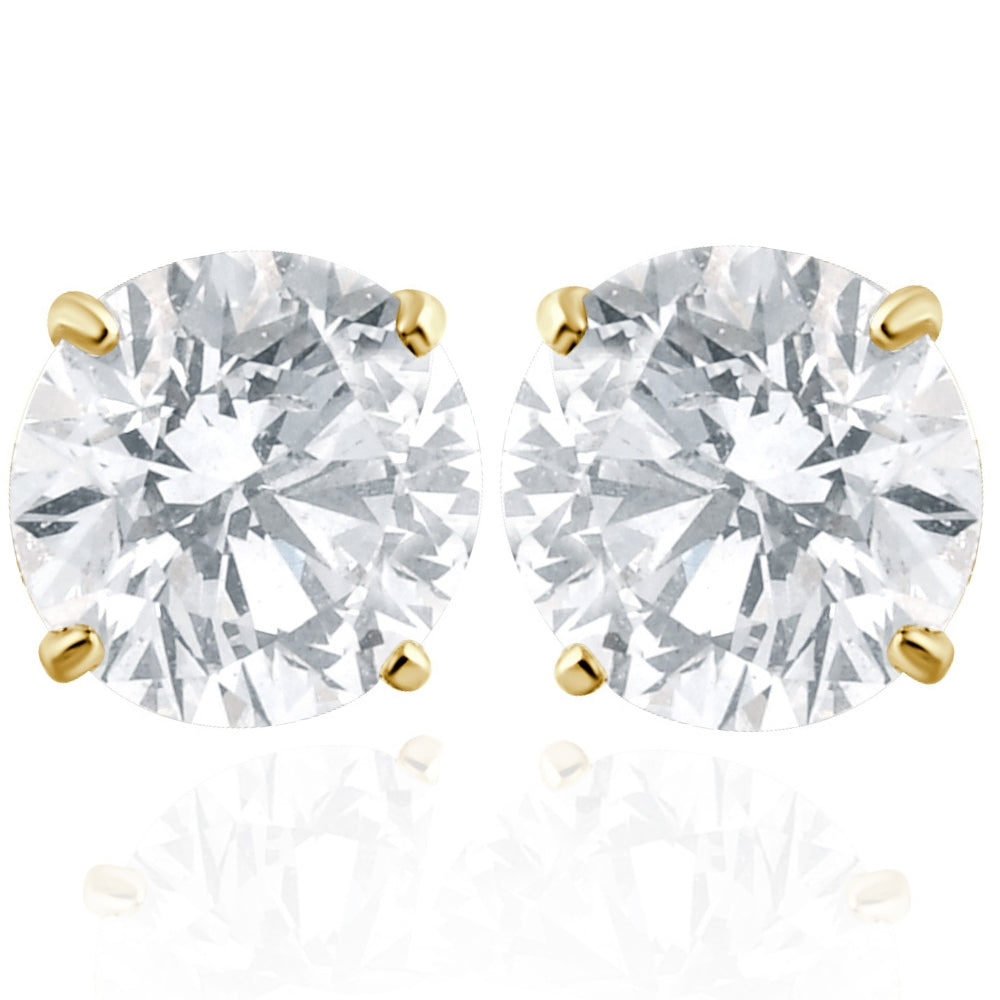2 Carat Lab Created Diamond Studs 14K Yellow Gold With Screw Backs