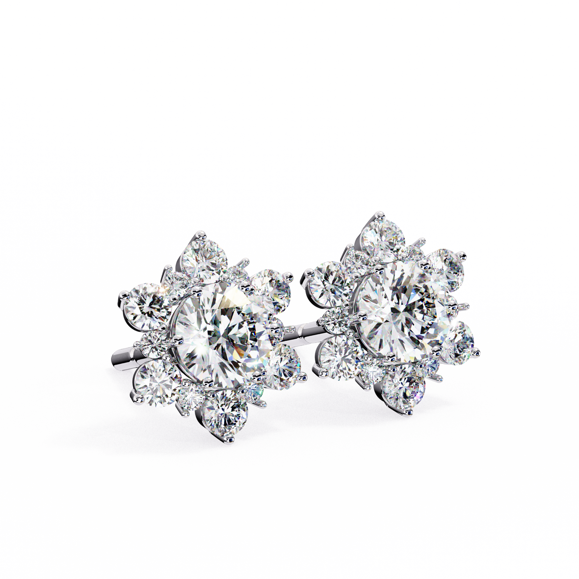 Round-Cut Lab-grown Diamond Cluster Studs in 10K White Gold