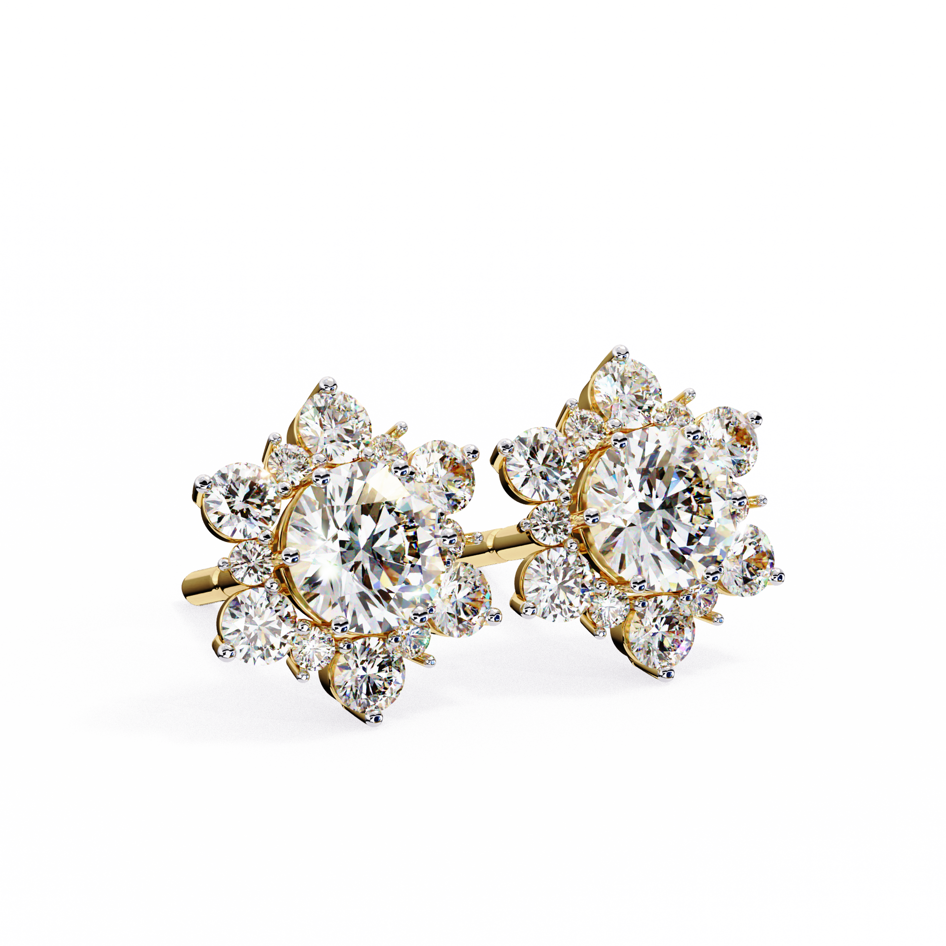 Round-Cut Lab-grown Diamond Cluster Studs in 10K White Gold