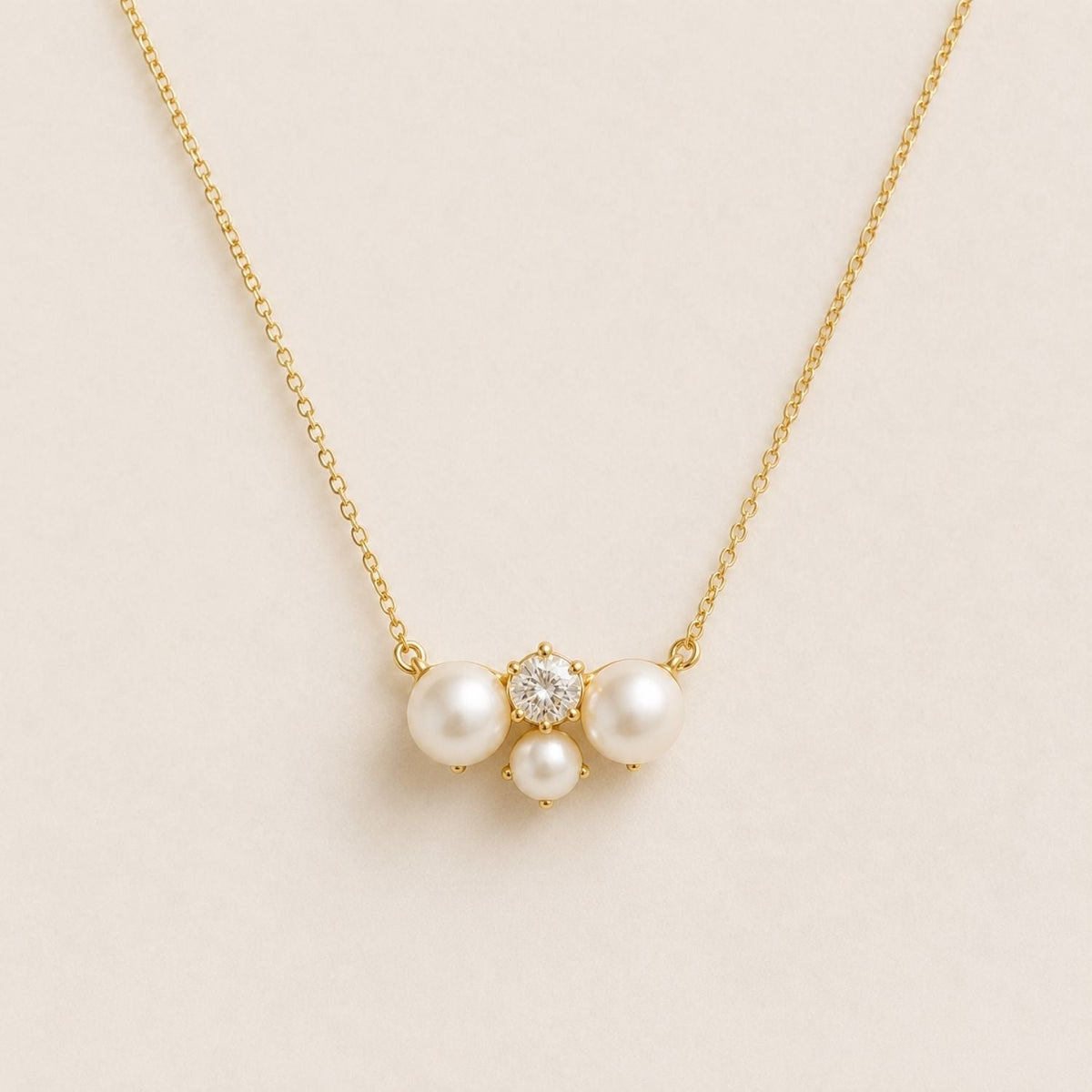Aurora Diamond & Pearl Trio Necklace