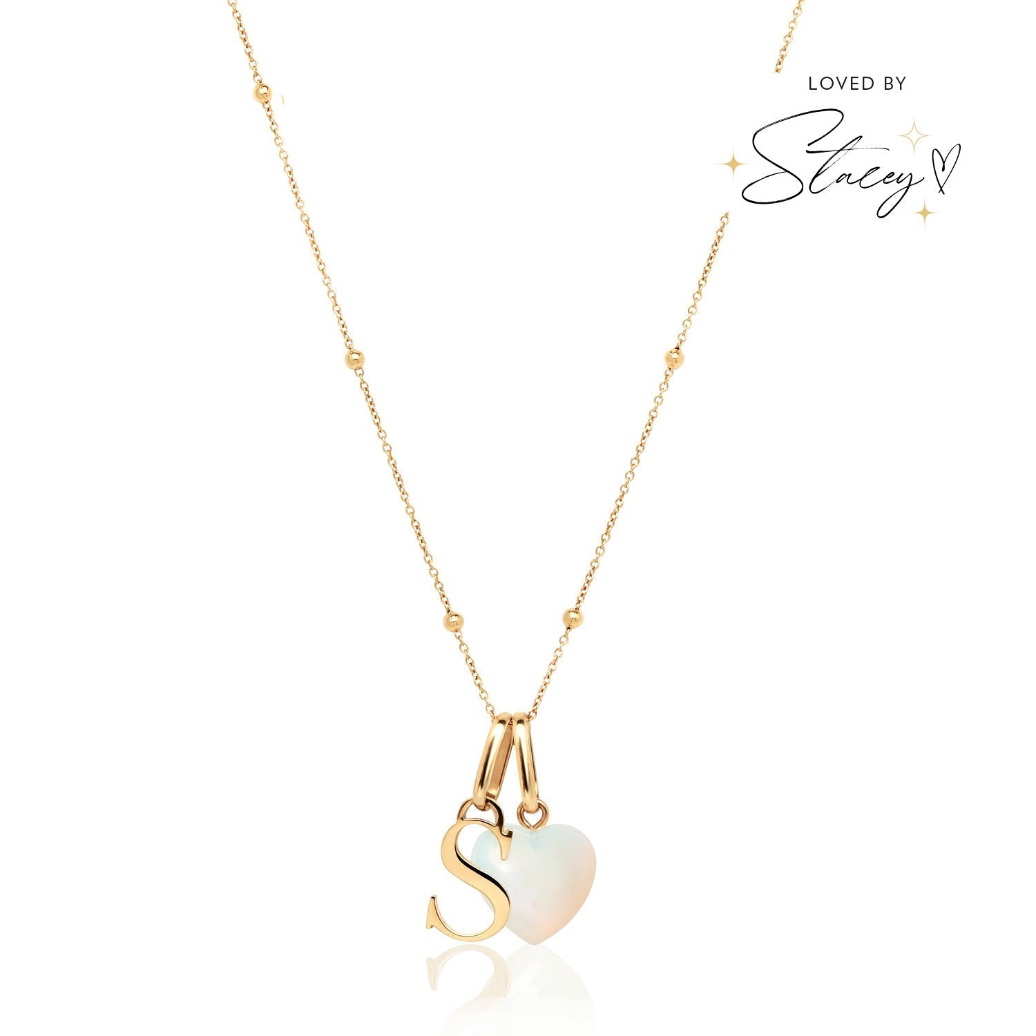 Personalized Initial & Birthstone Necklace (Gold)