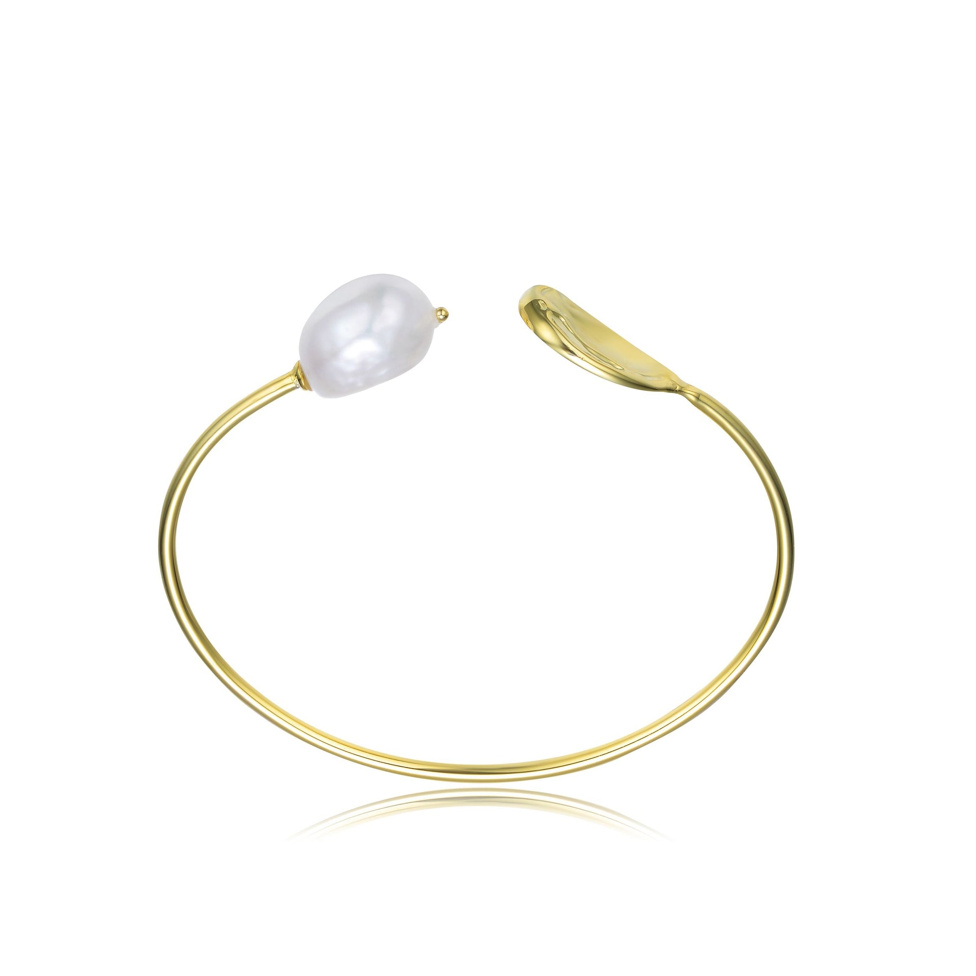 Sterling Silver with Gold Plating Freshwater Pearl Cuff Bracelet