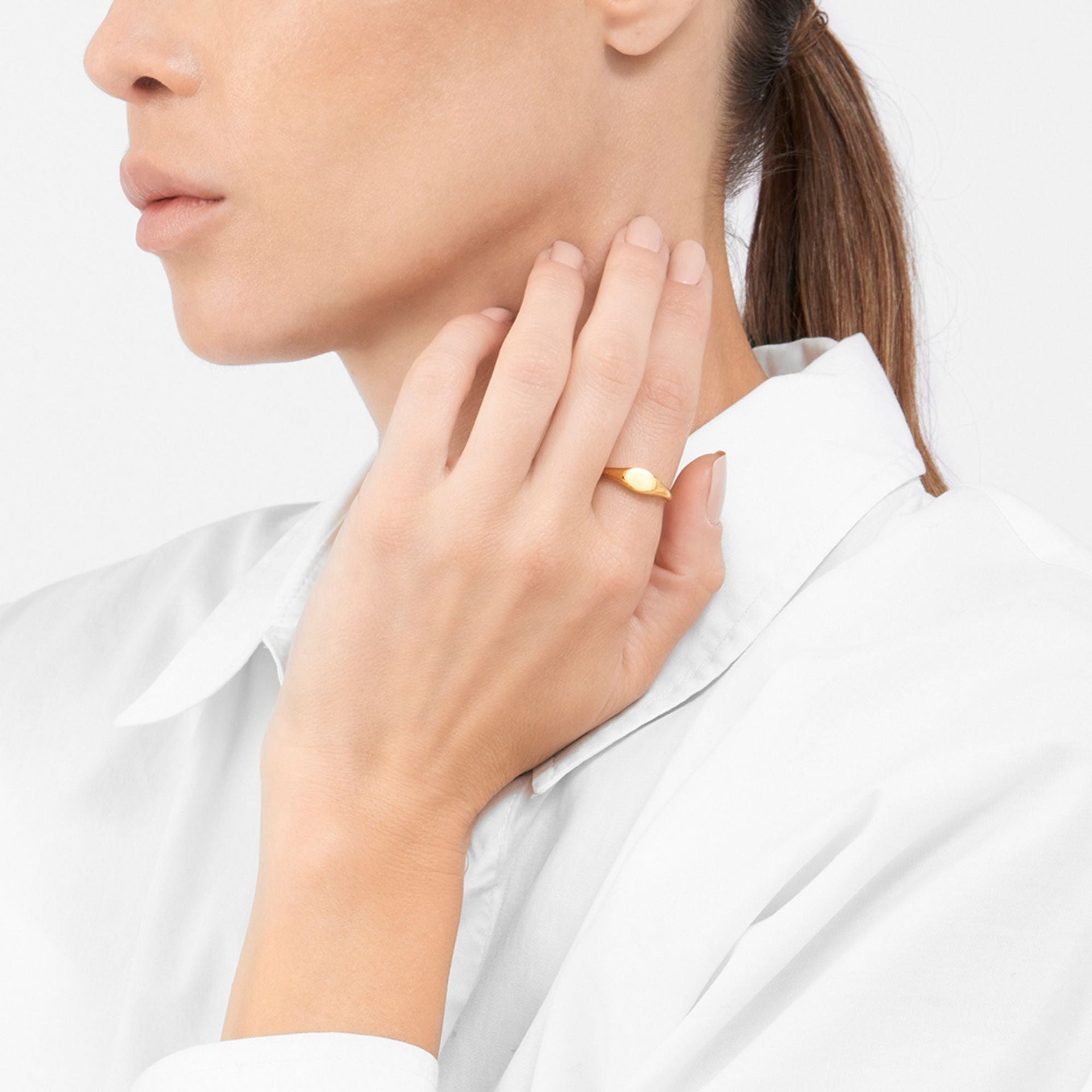 Tarnish Resistant 14k Gold Plated Signet Ring