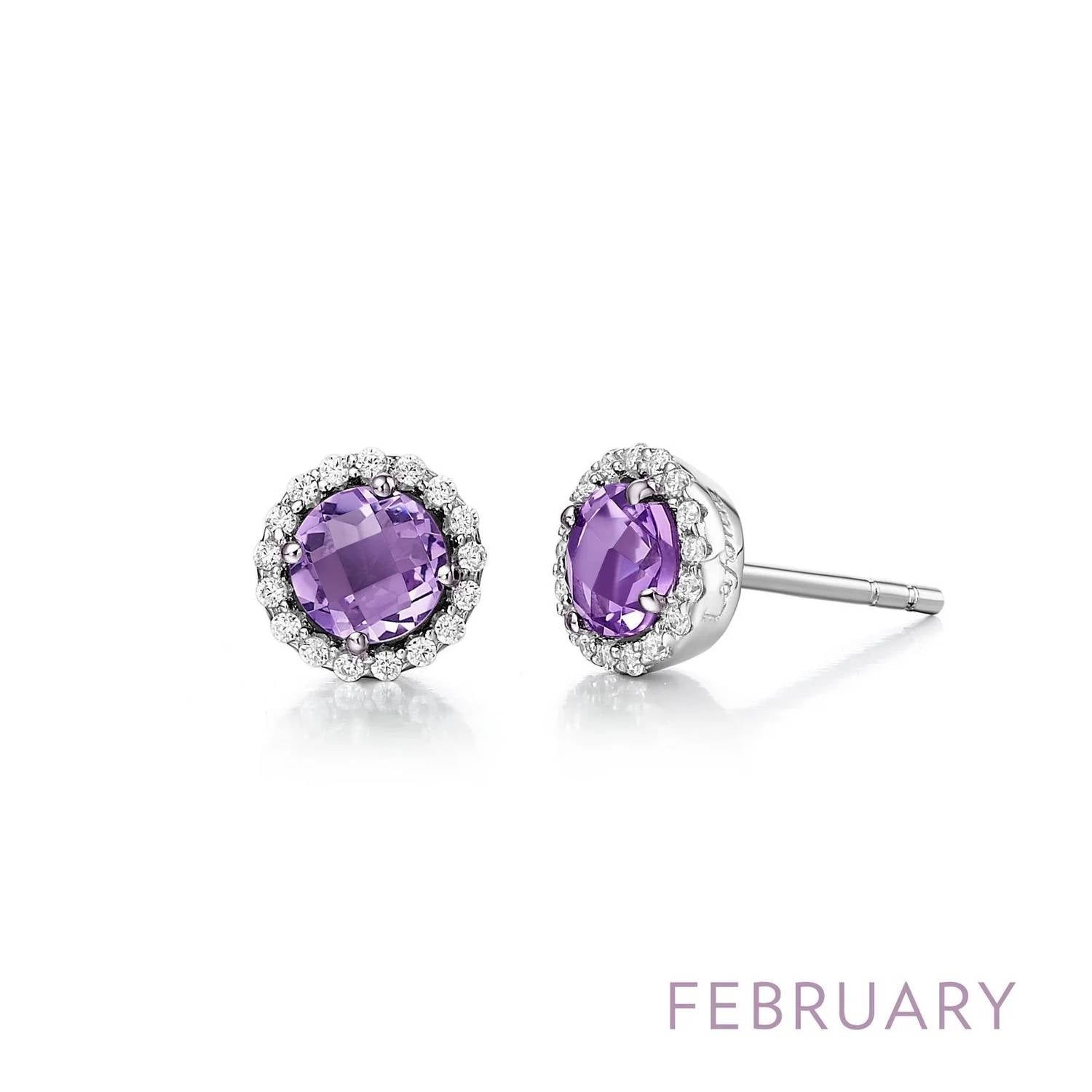 February Birthstone Earrings In Amethyst/silver