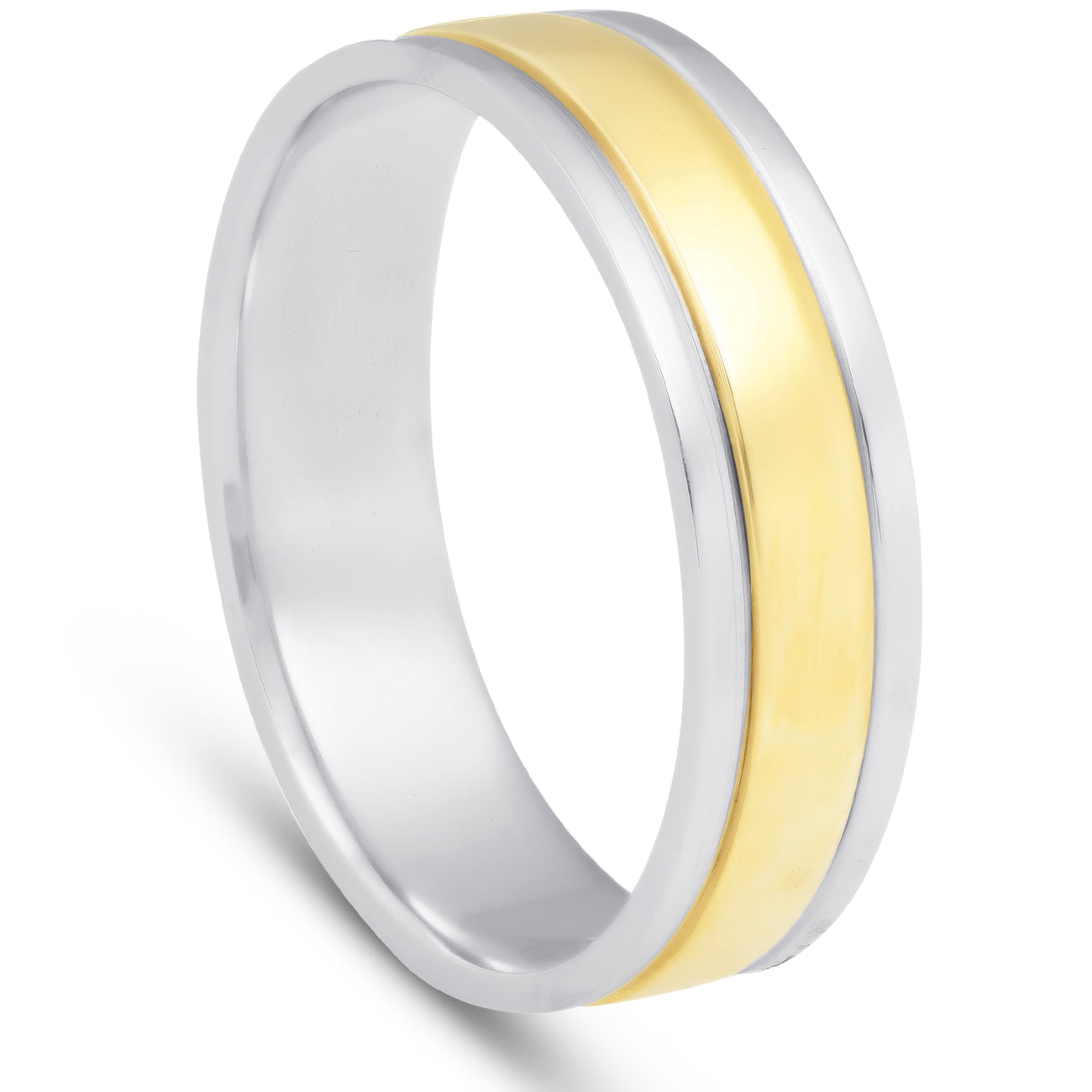 6mm 950 Platinum & 18k Gold Two Tone Wedding Band Ring