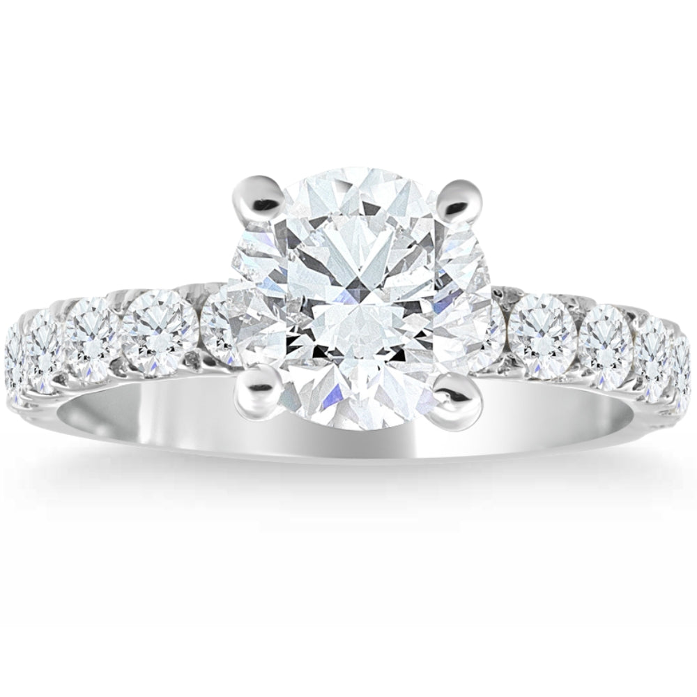 3 1/4 ct TW Round Diamond Engagement Ring 14k White Gold Lab Grown
