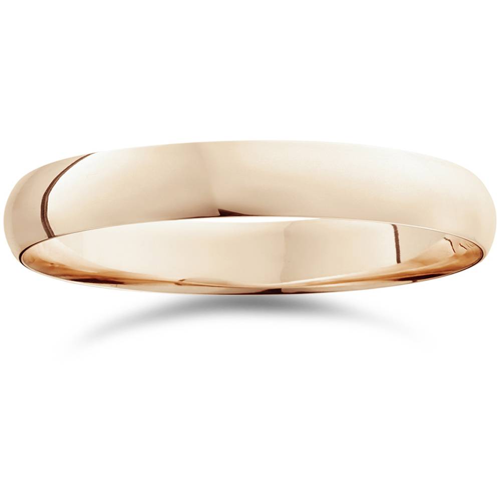 4mm Dome High Polished Wedding Band 14K Rose Gold Size Selectable
