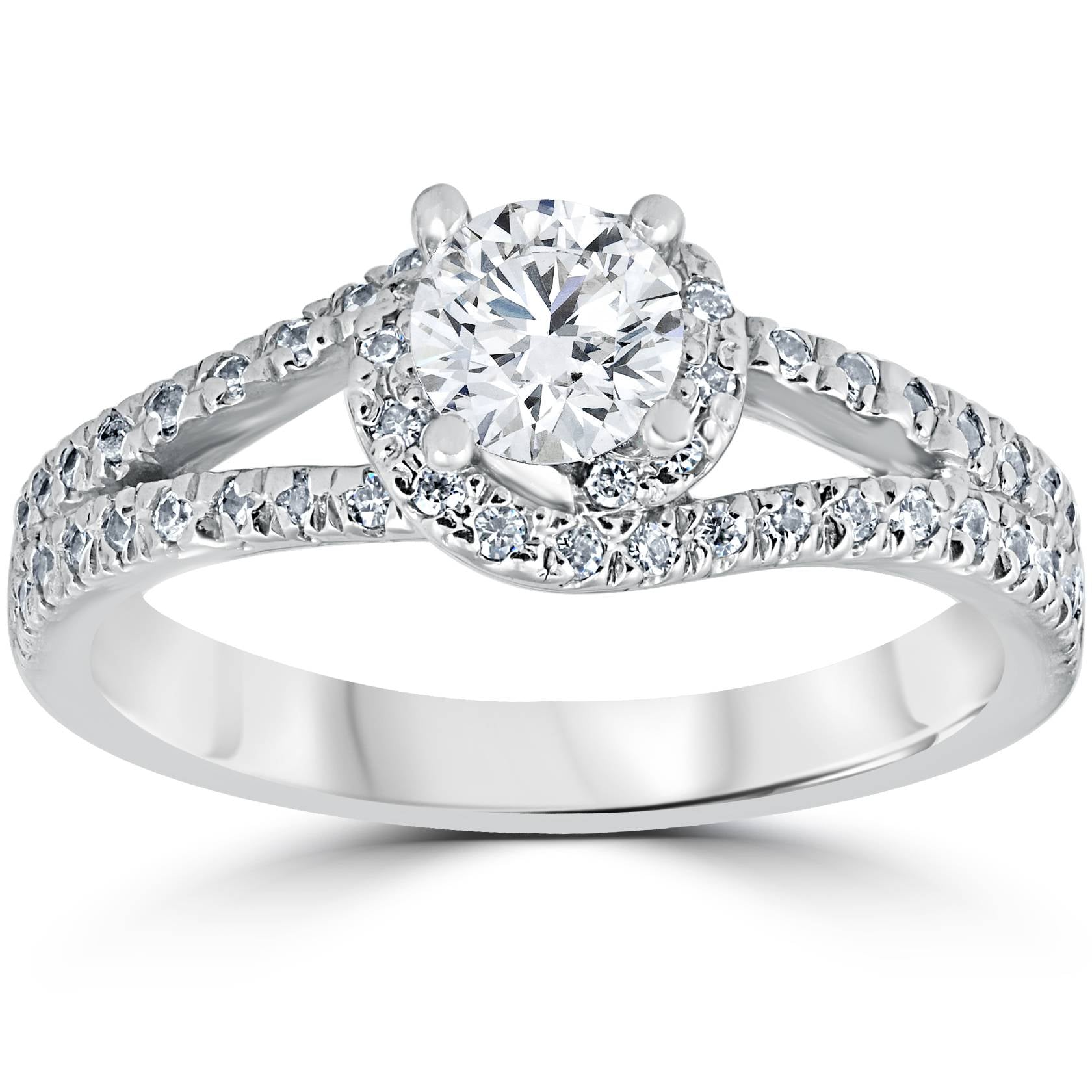1 1/6 ct Twist Diamond Engagement Ring 14K White Gold