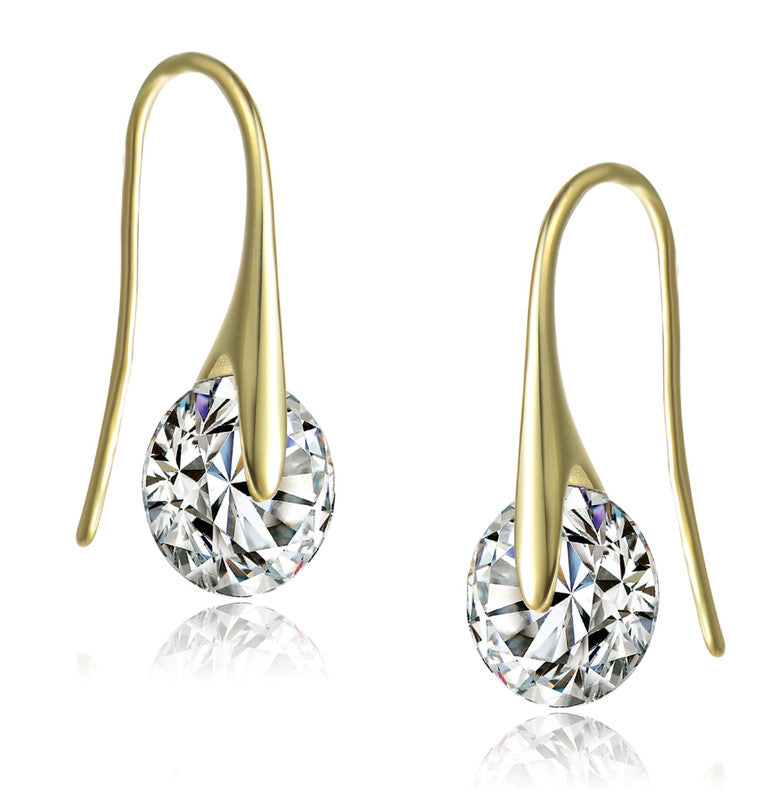 Sterling Silver Gold Plated Cubic Zirconia Hook Earrings