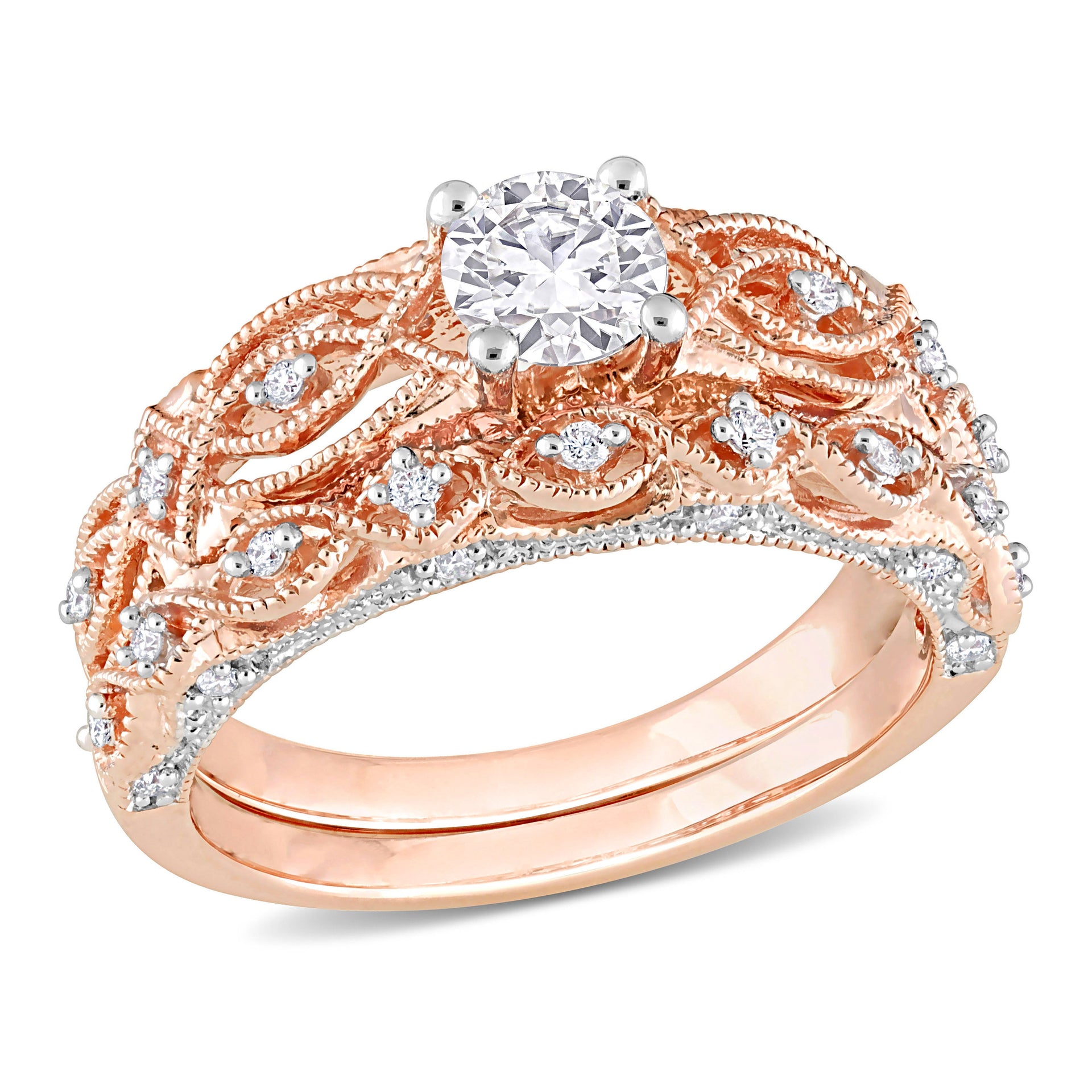 Mimi & Max 3/4ct TDW Diamond Bridal Ring Set 10k Rose Gold