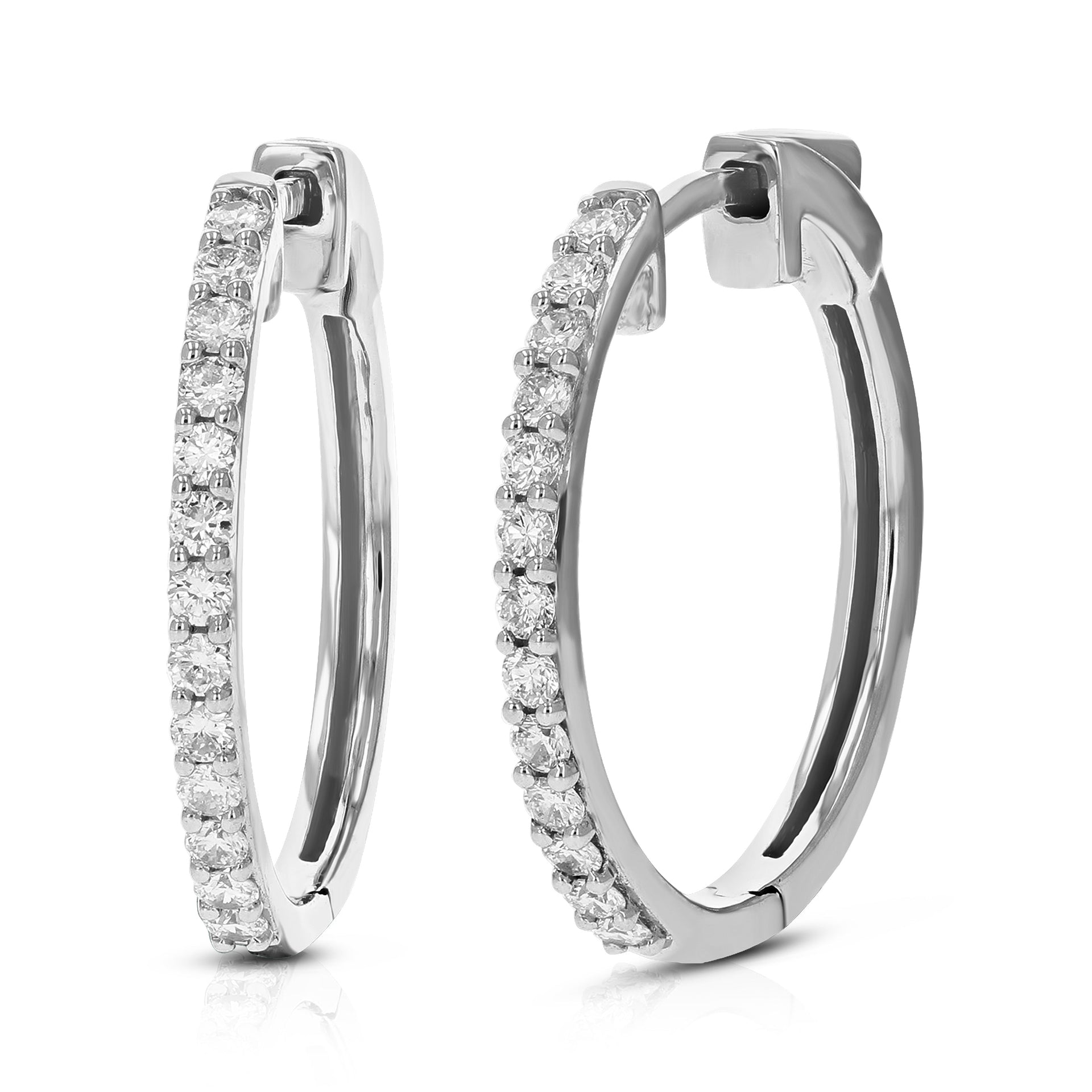 1/2 cttw 26 Stones SI2-I1 Clarity Round Lab Grown Diamond Hoop Earrings Prong Settings on .925 Sterling Silver