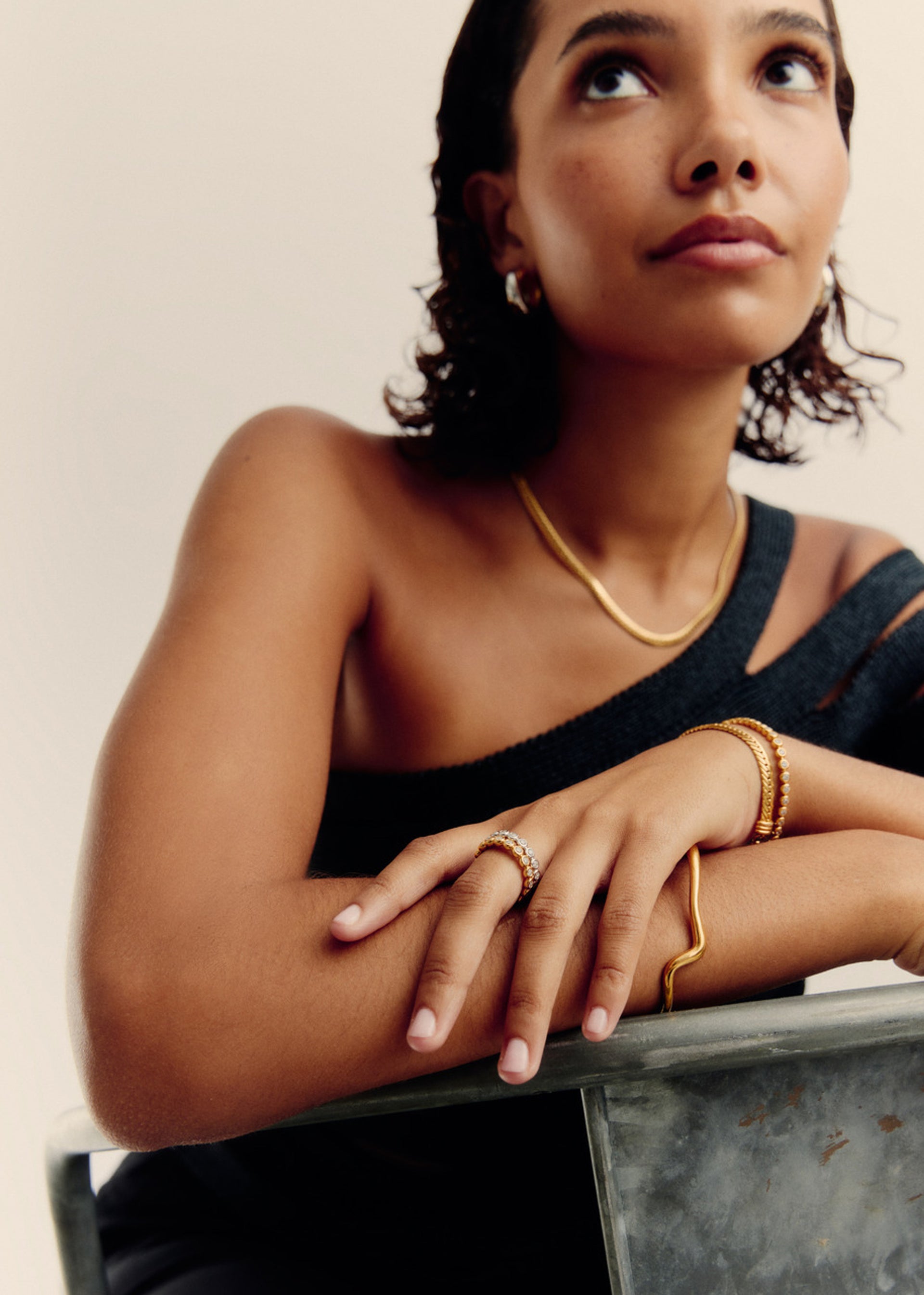 Tennis Eternity 18kt gold vermeil ring