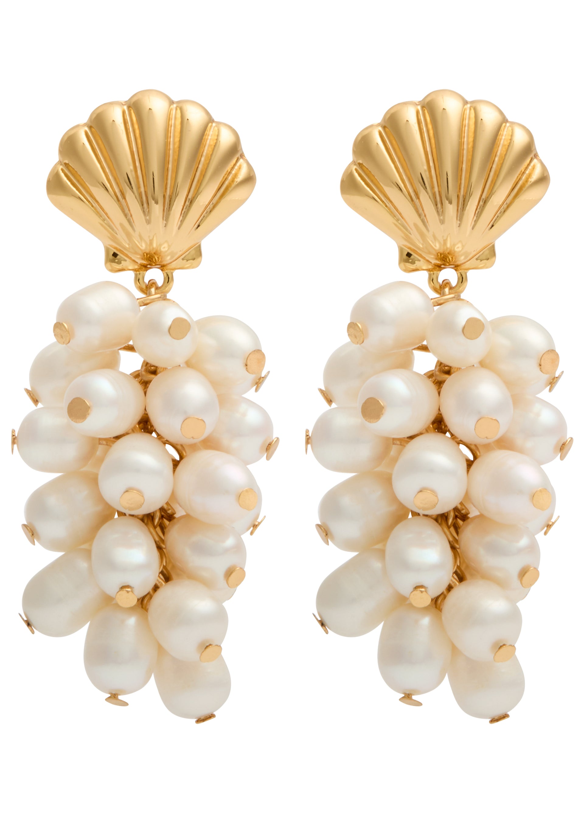 Shell pearl-embellished drop earrings