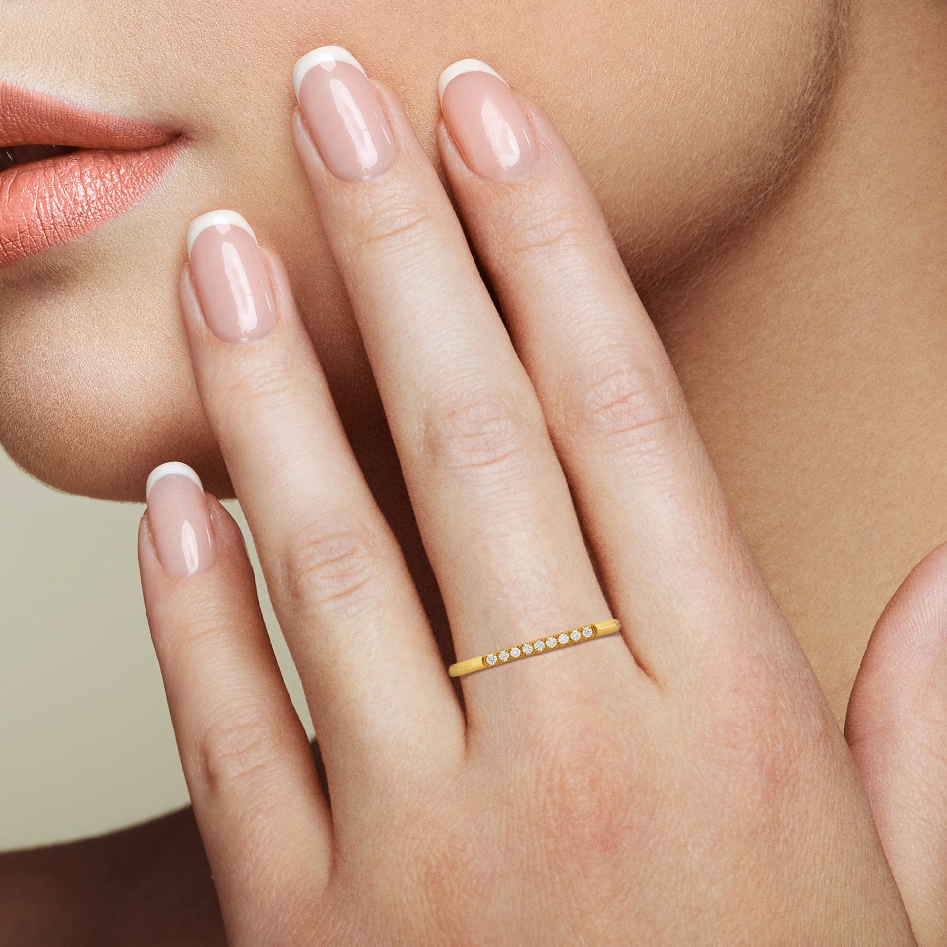 14k Yellow Gold Lab Grown Diamond Bar Ring