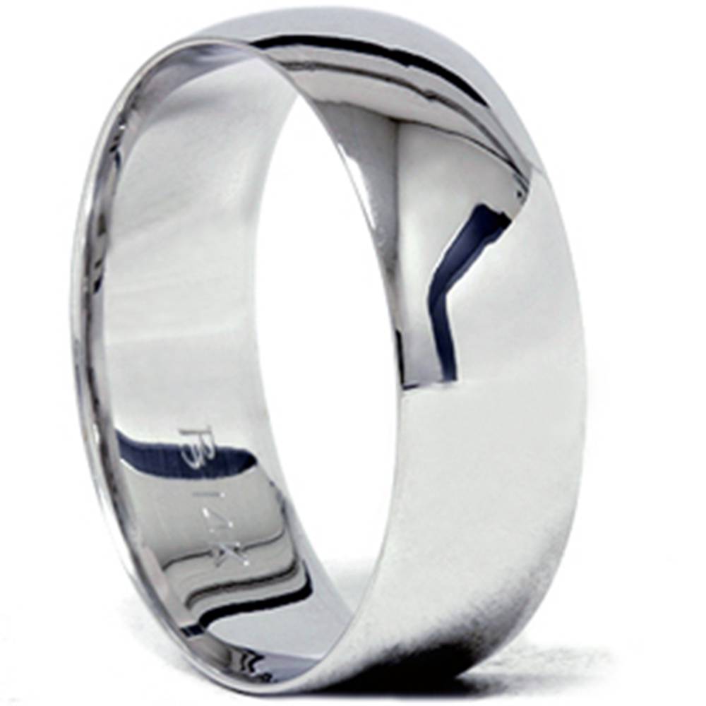 High Polished Wedding Band 14K White Gold Size Selectable