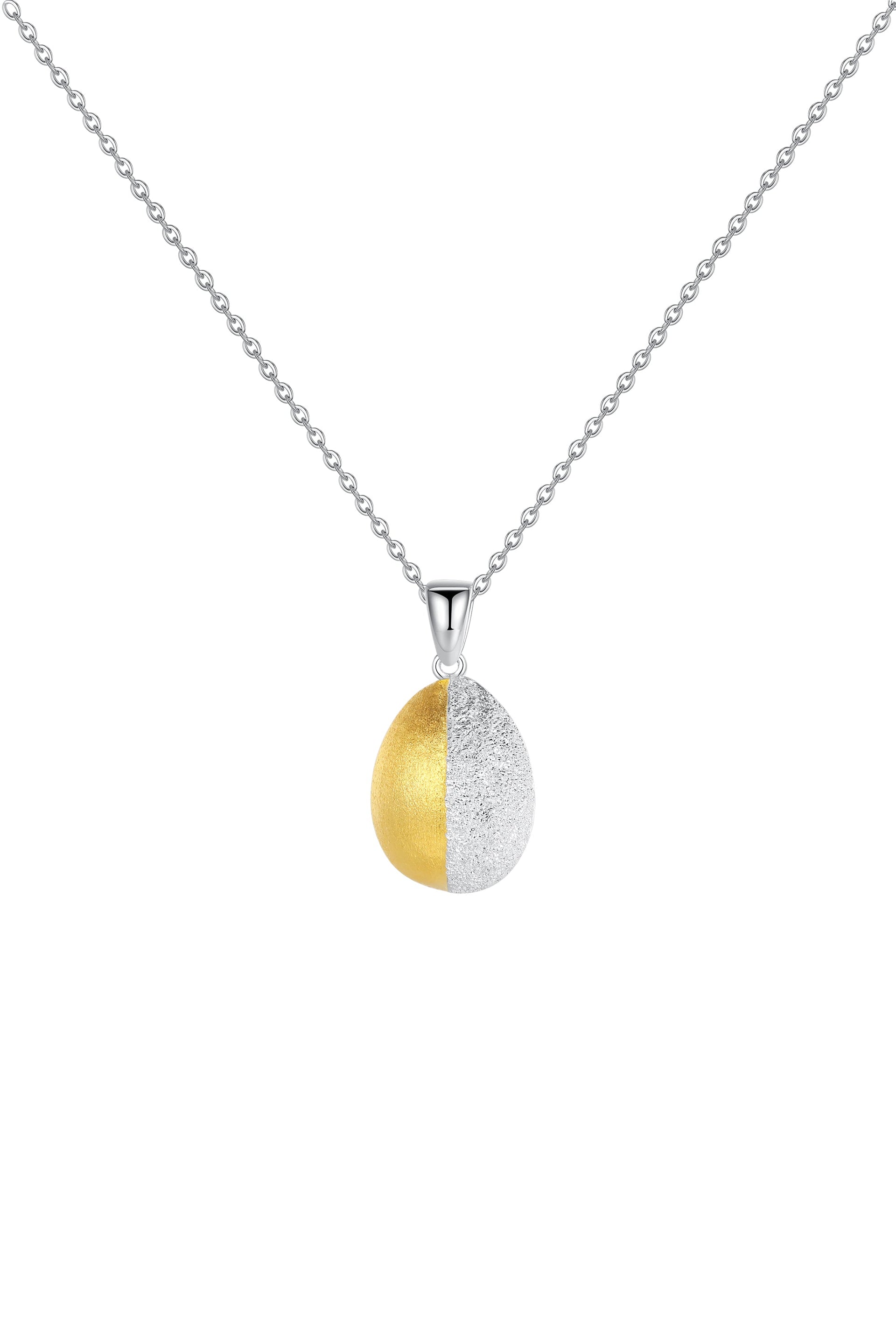 Frosted and Matted Texture Two Tone Pendant Necklace