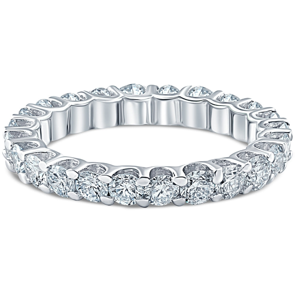 1 1/2 ct Lab Grown Diamond Eternity U Prong Ring 10k White Gold Wedding Band